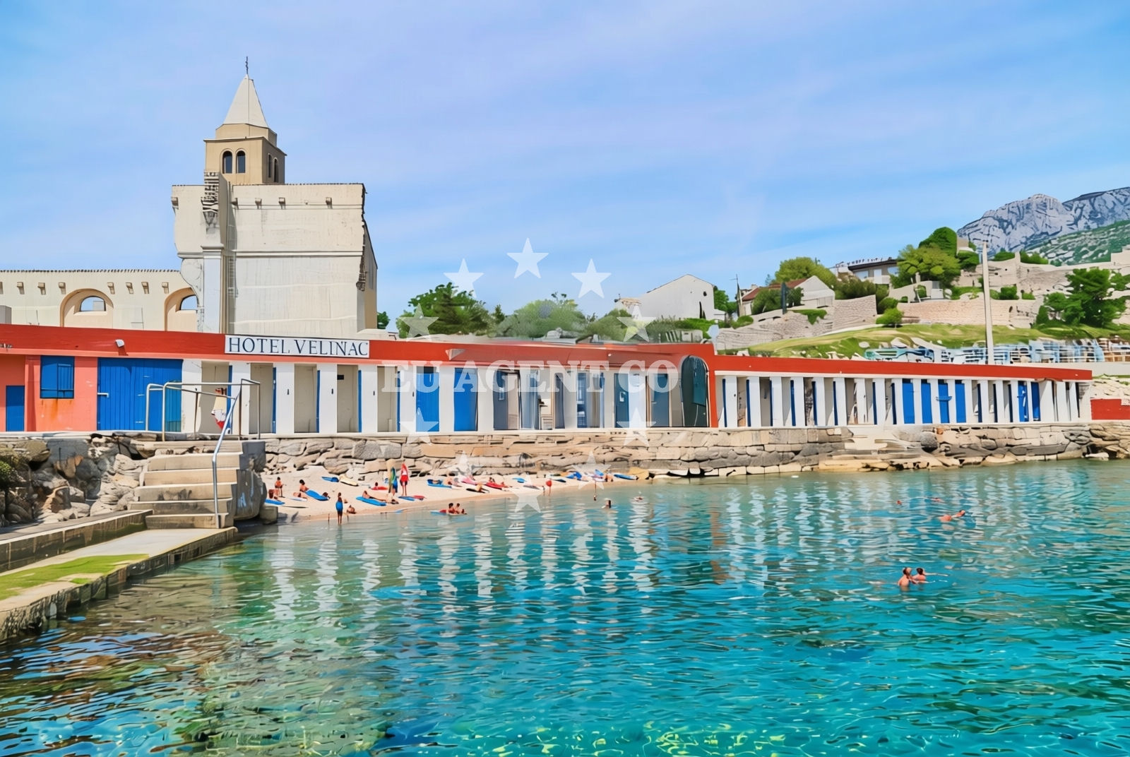 Beach facilities and surroundings at Gradska plaža, Karlobag Beach in Gradska plaža