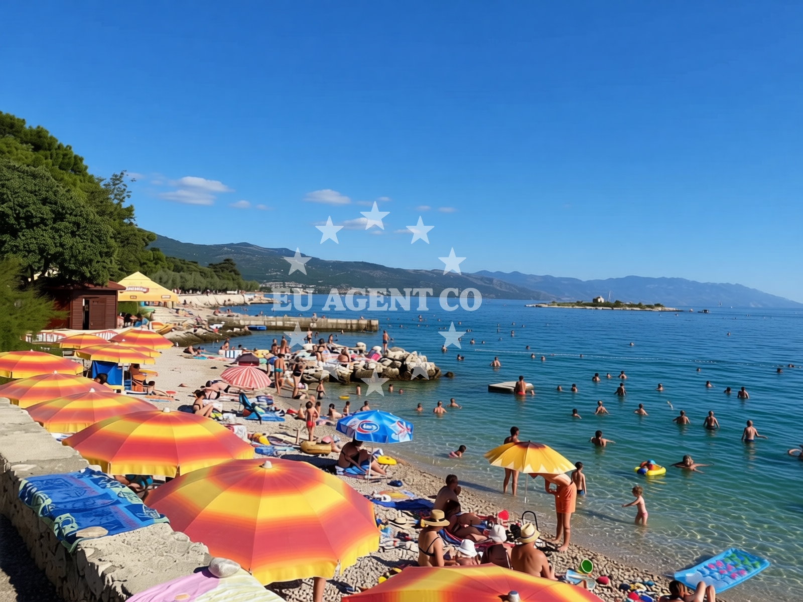 Shoreline and swimming area at Gradska Plaza Novi Vinodolski in , Novi Vinodolski