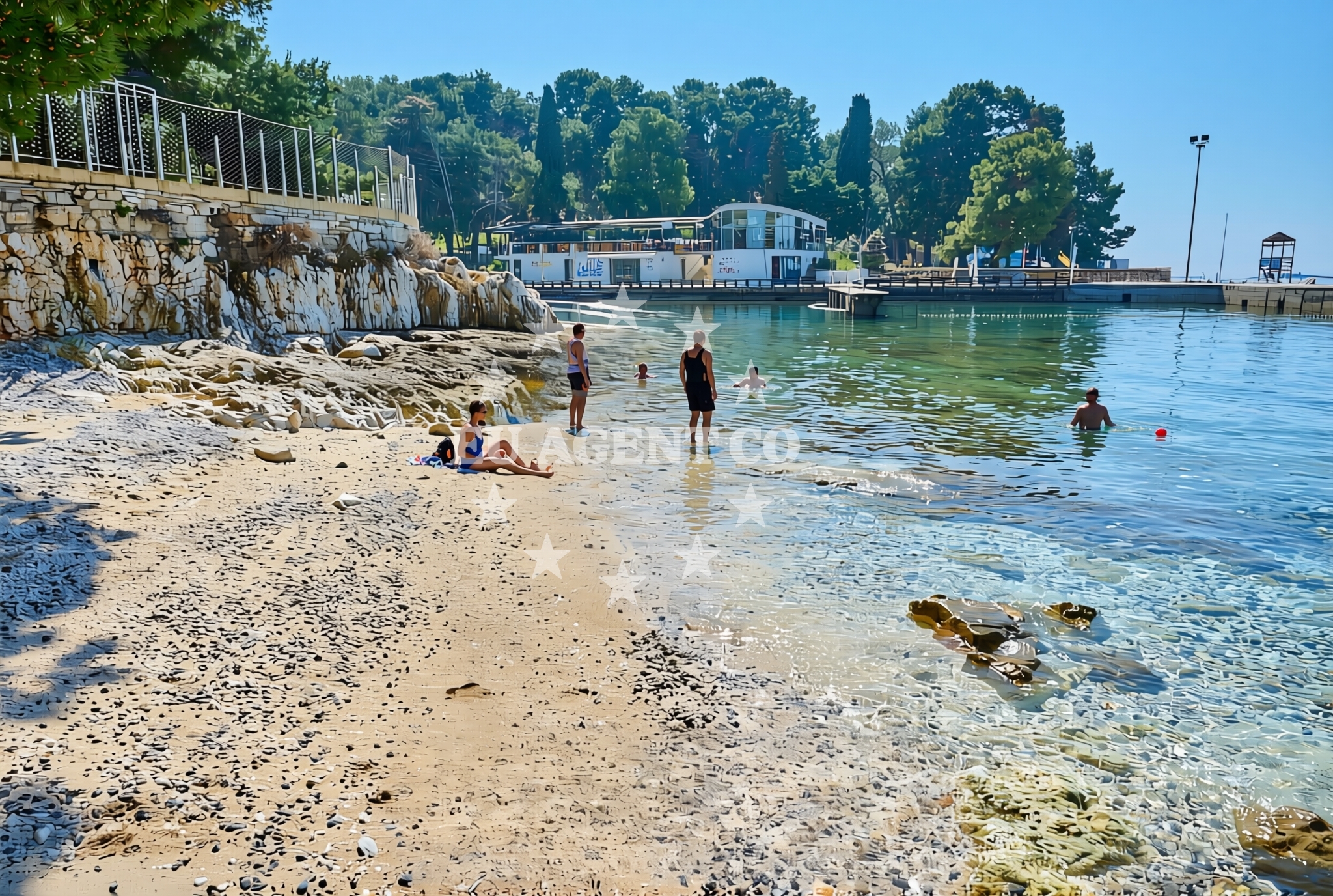 Sea and coastal view of Gradsko kupalište, Poreč Beach in Gradsko kupalište