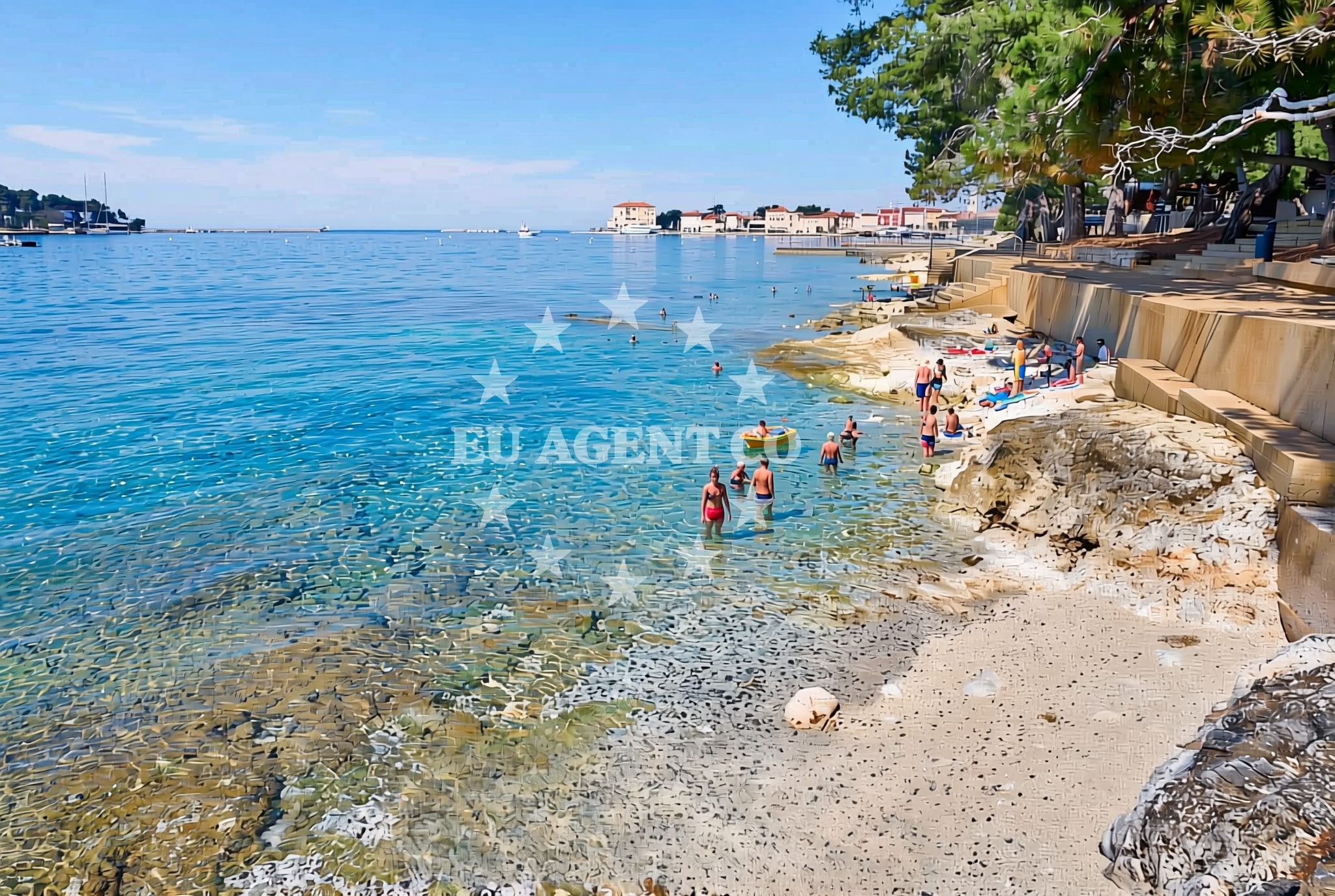 Beach facilities and surroundings at Gradsko kupalište, Poreč Beach in Gradsko kupalište