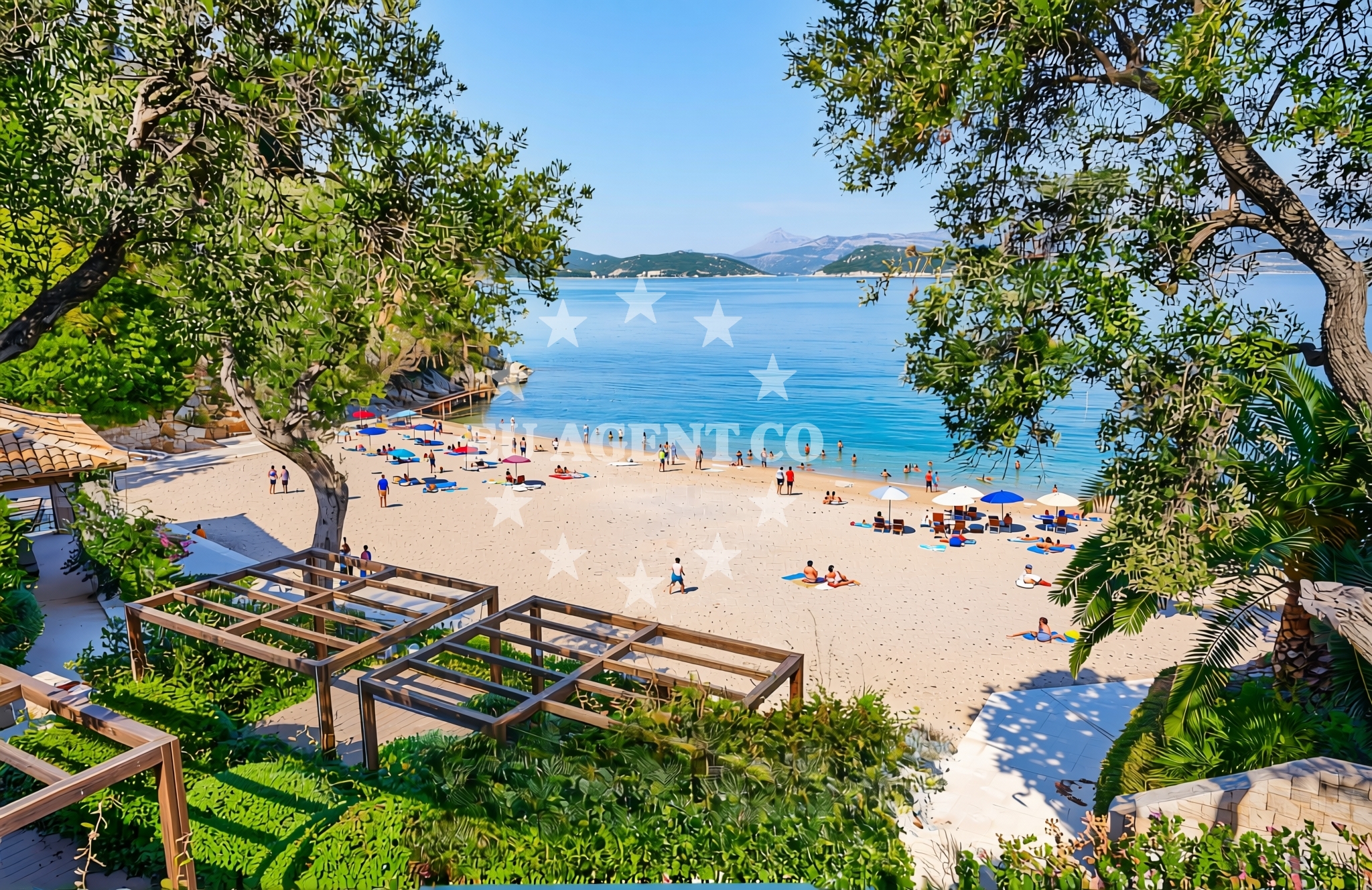Overview of Grand, Lopud (Lopud) Beach in Grand