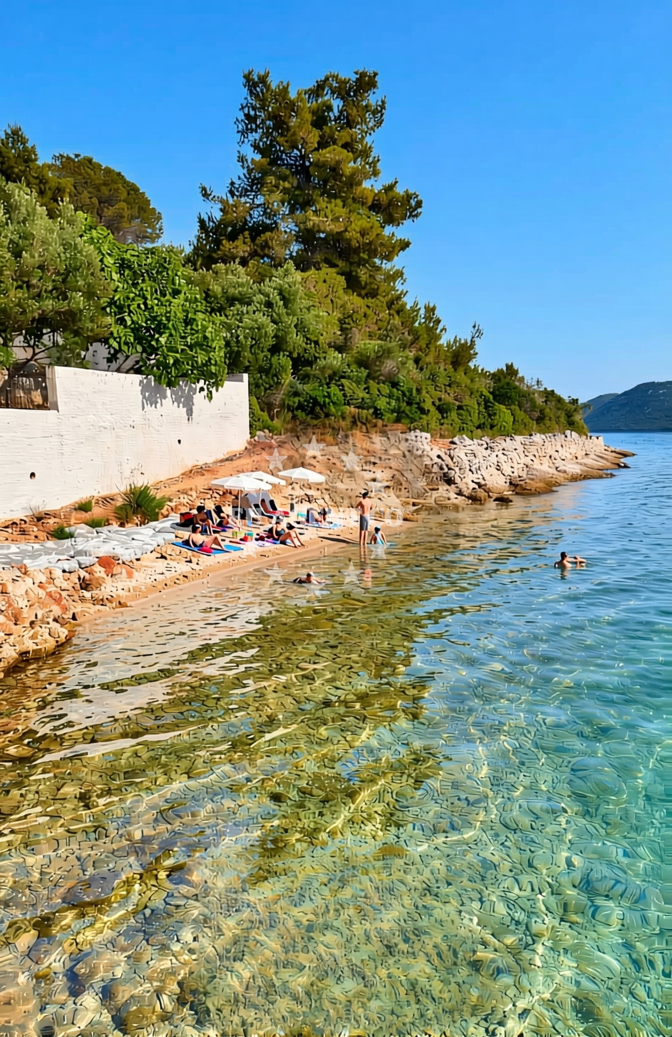 Sea and coastal view of Grbačina, Rava (Rava) Beach in Grbačina