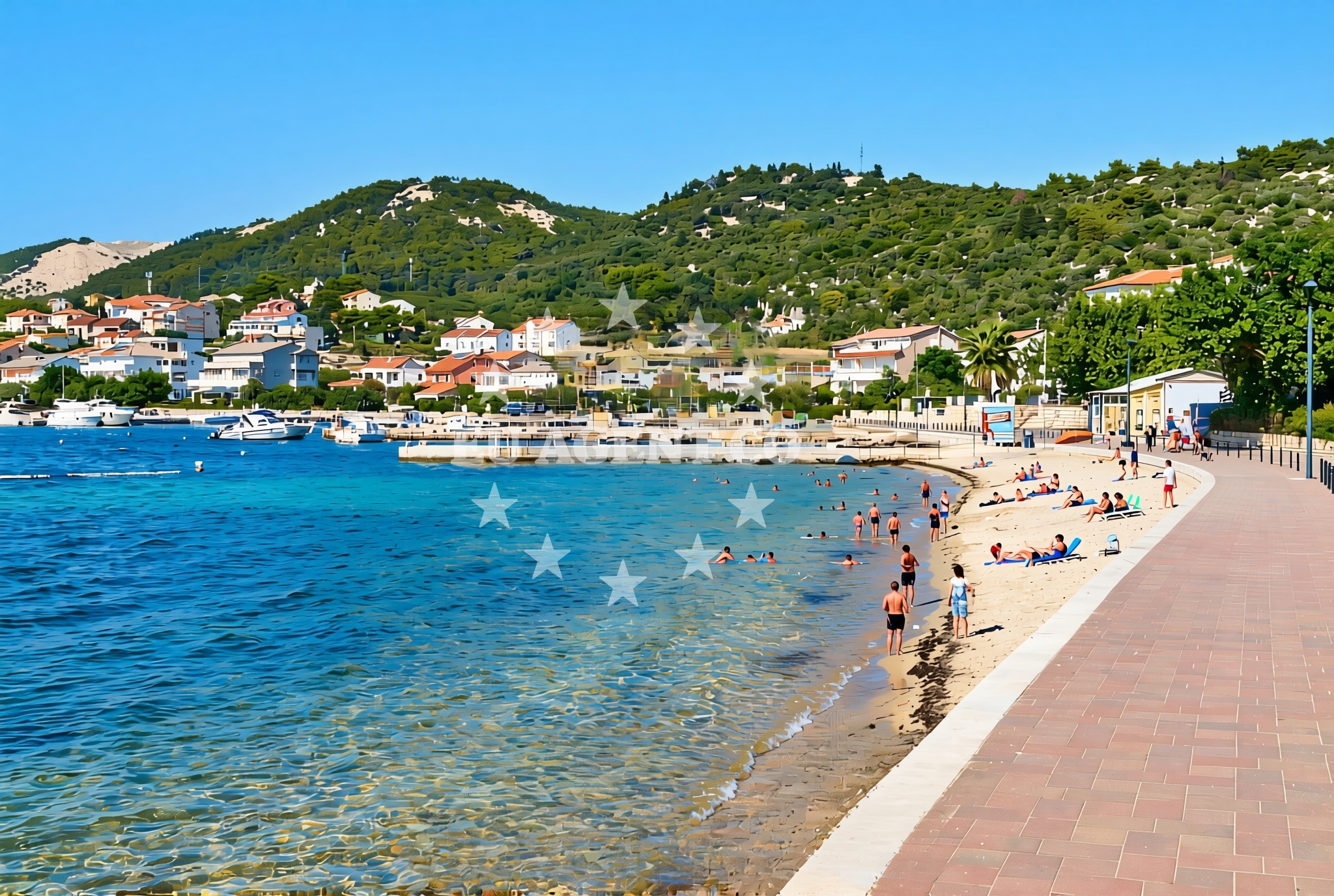 Shoreline and swimming area at Grci, Barbat na Rabu (Rab) Beach in Grci
