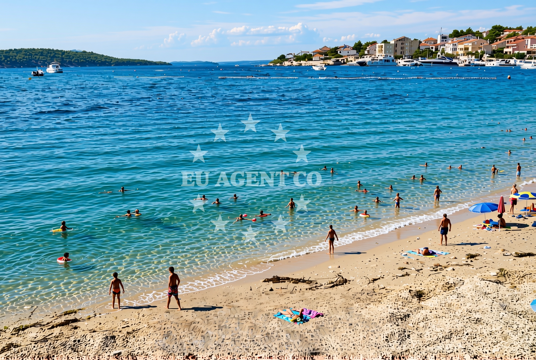 Sea and coastal view of Grci, Barbat na Rabu (Rab) Beach in Grci
