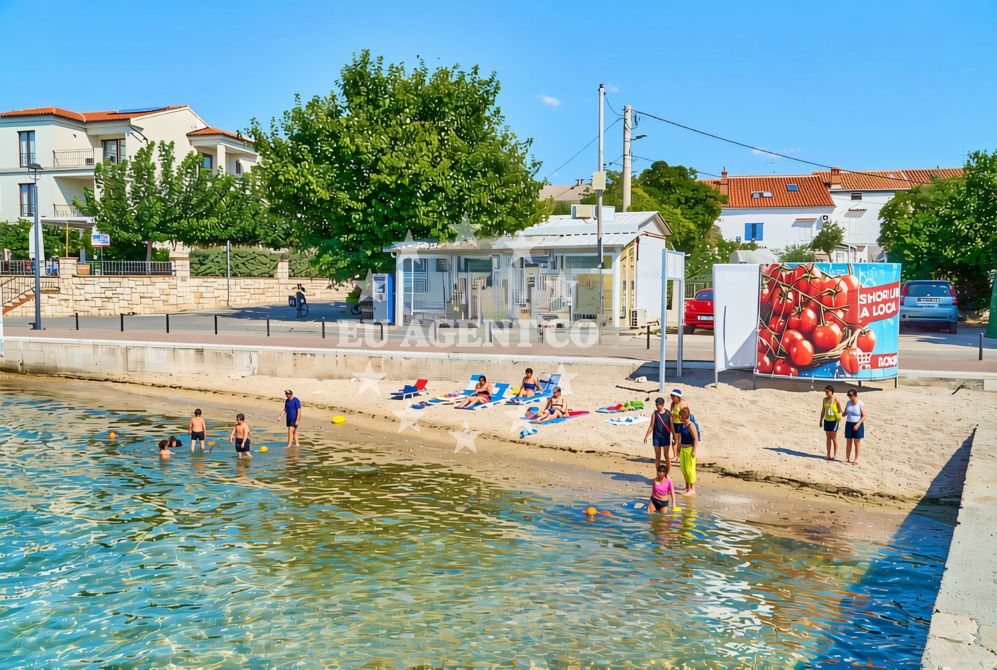 Beach facilities and surroundings at Grci, Barbat na Rabu (Rab) Beach in Grci