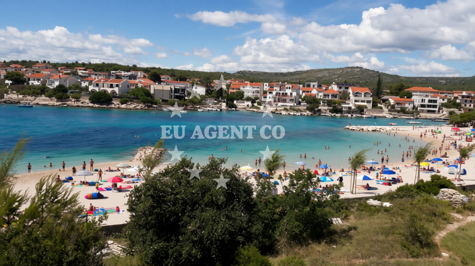Overview of Grgic beach in , Rogoznica