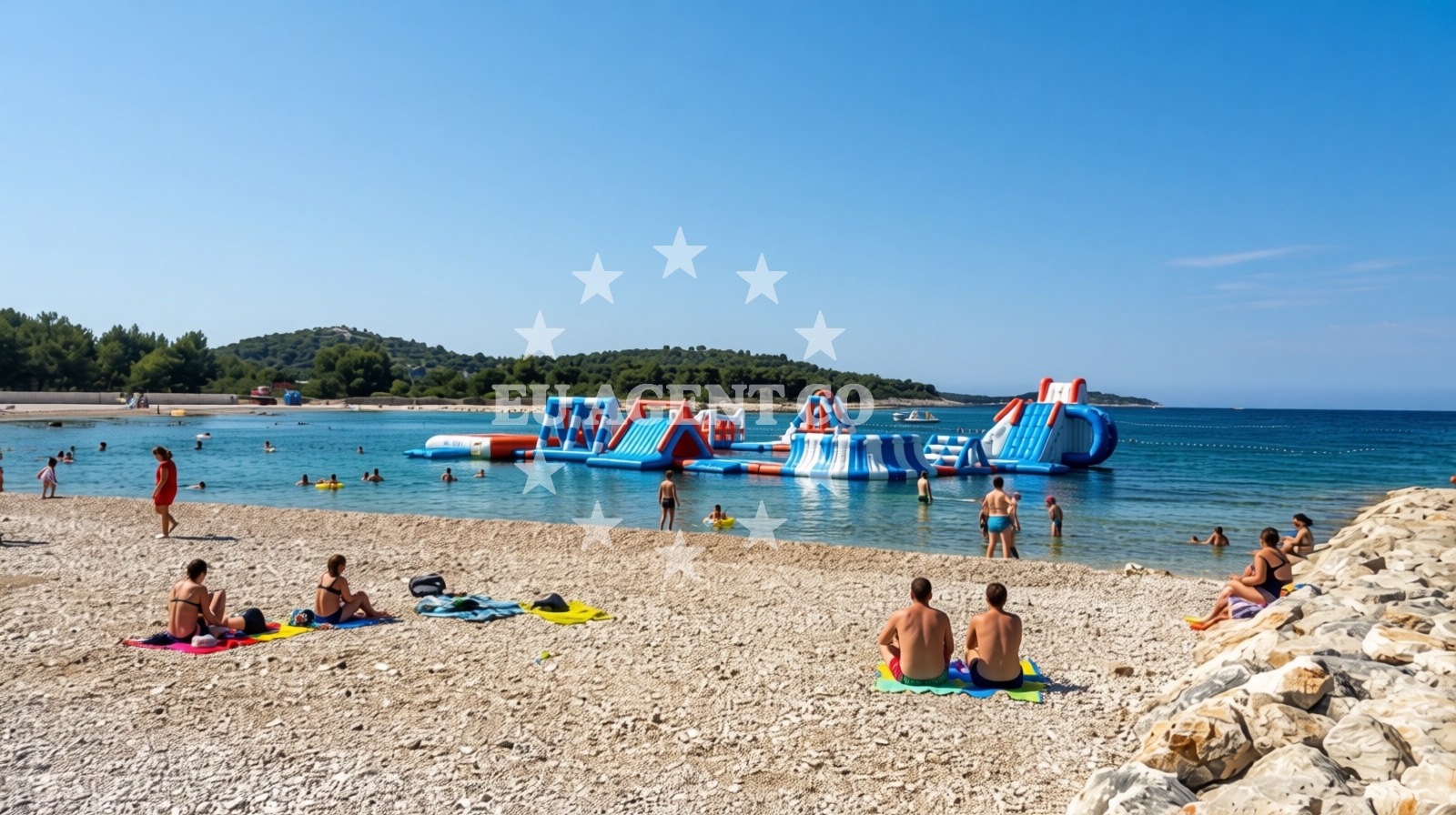 Sea and coastal view of Grgic beach in , Rogoznica