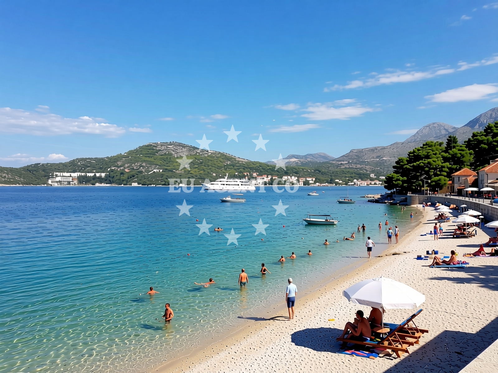 Beach facilities and surroundings at Grgurici II beach in 58 Grgurići, Slano