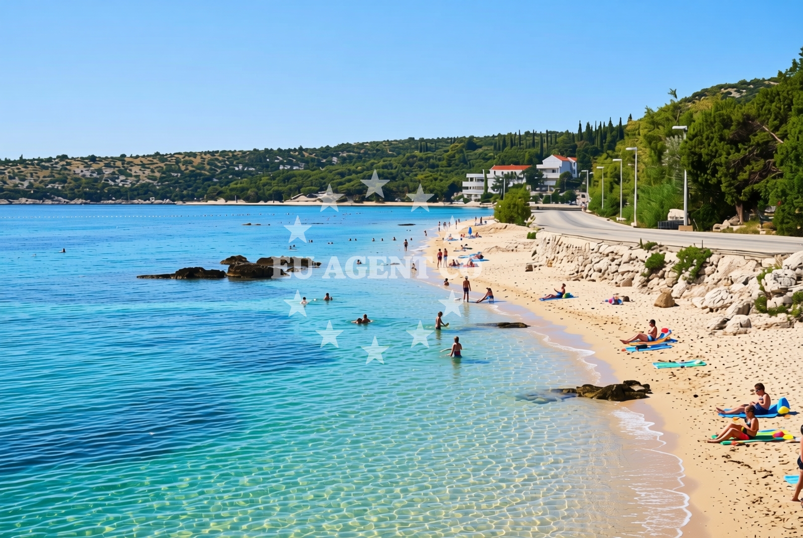 Shoreline and swimming area at Grgurići istok, Slano Beach in Grgurići istok