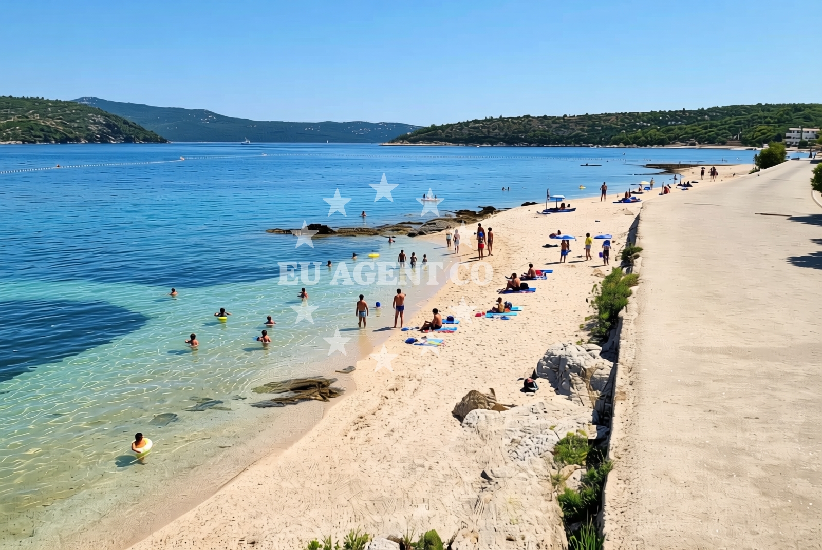 Sea and coastal view of Grgurići istok, Slano Beach in Grgurići istok