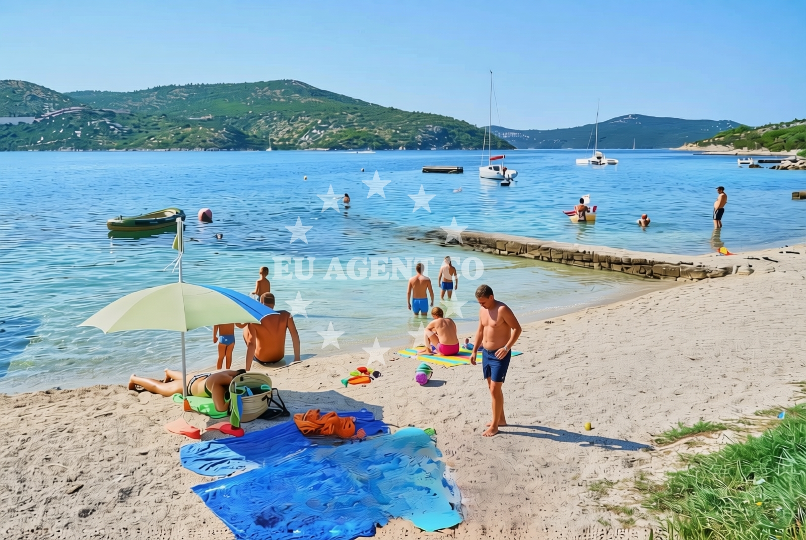 Beach facilities and surroundings at Grgurići zapad, Slano Beach in Grgurići zapad