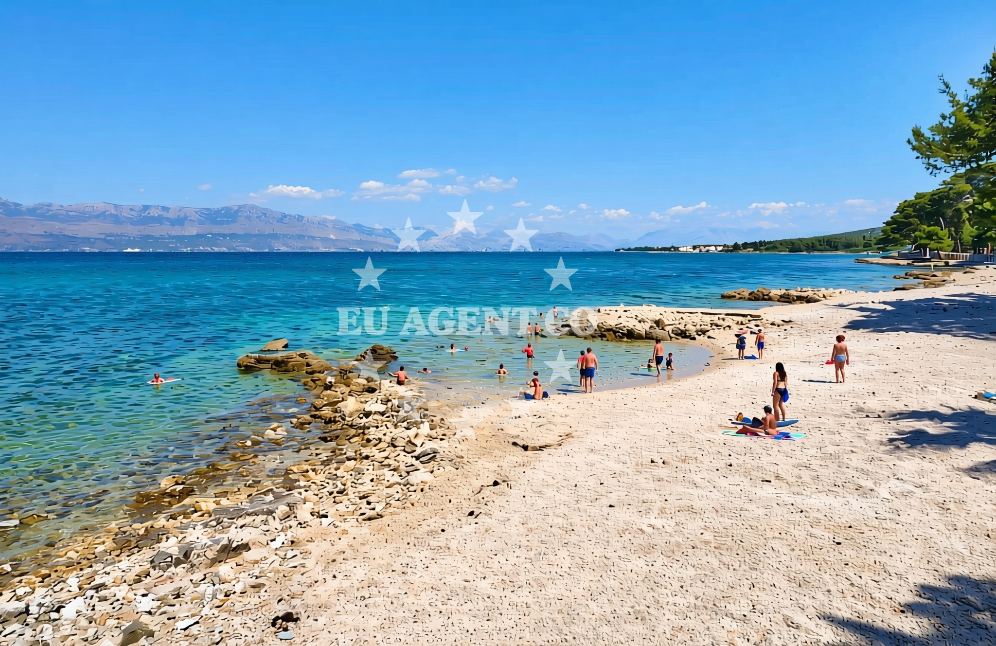 Shoreline and swimming area at Grižnjaci, Sutivan (Brač) Beach in Grižnjaci