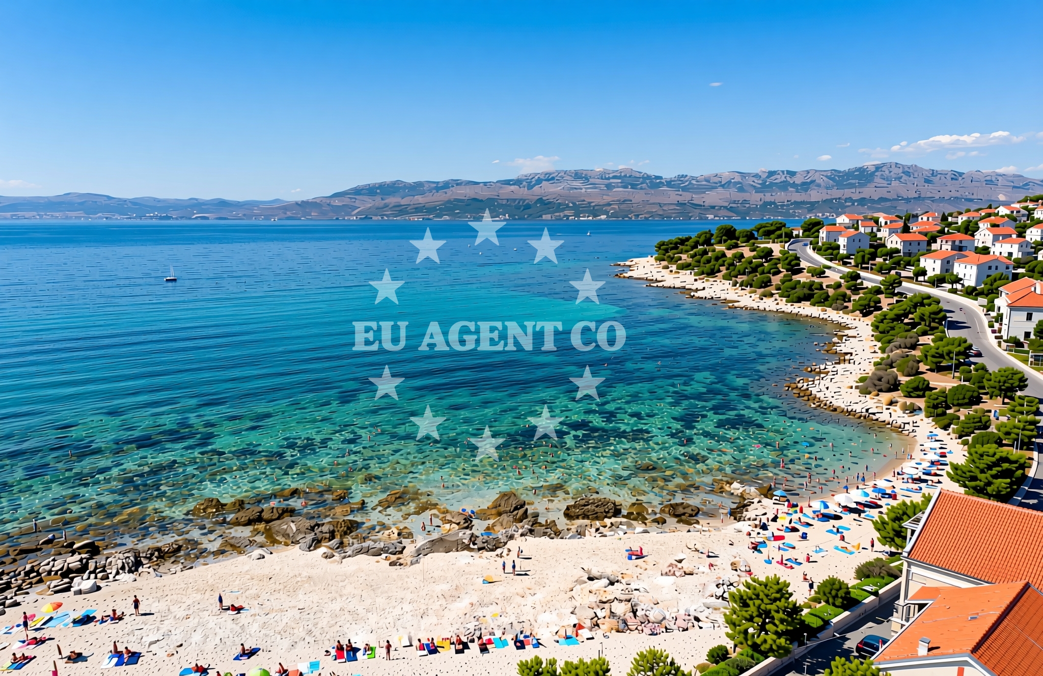 Sea and coastal view of Grižnjaci, Sutivan (Brač) Beach in Grižnjaci