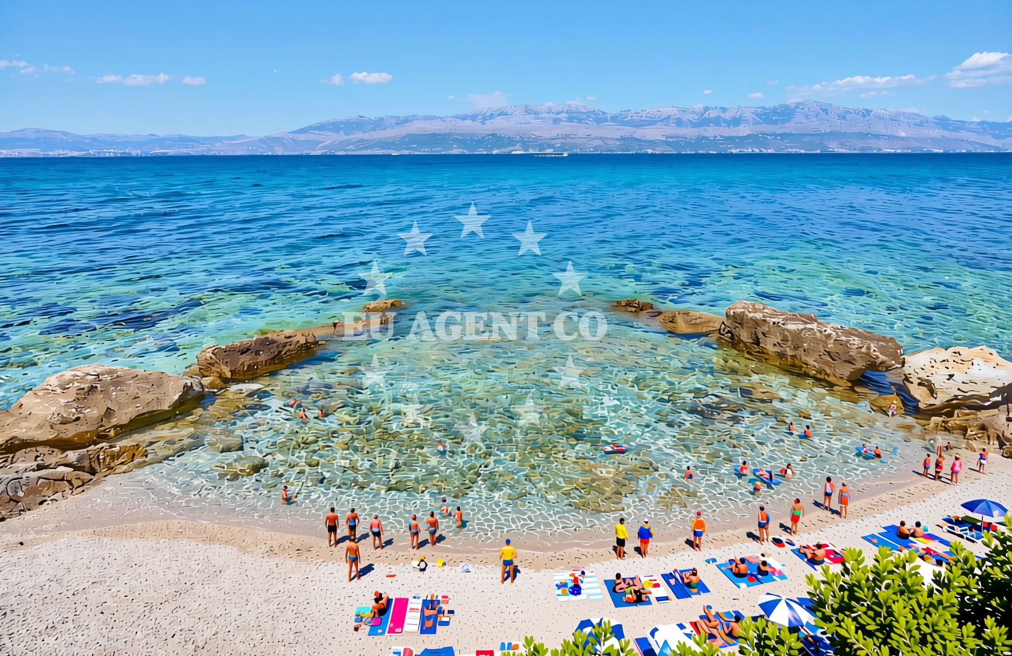 Beach facilities and surroundings at Grižnjaci, Sutivan (Brač) Beach in Grižnjaci