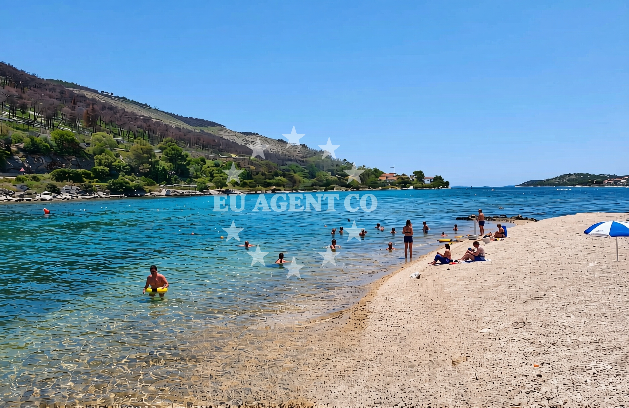 Sea and coastal view of Grlić, Grebaštica Beach in Grlić