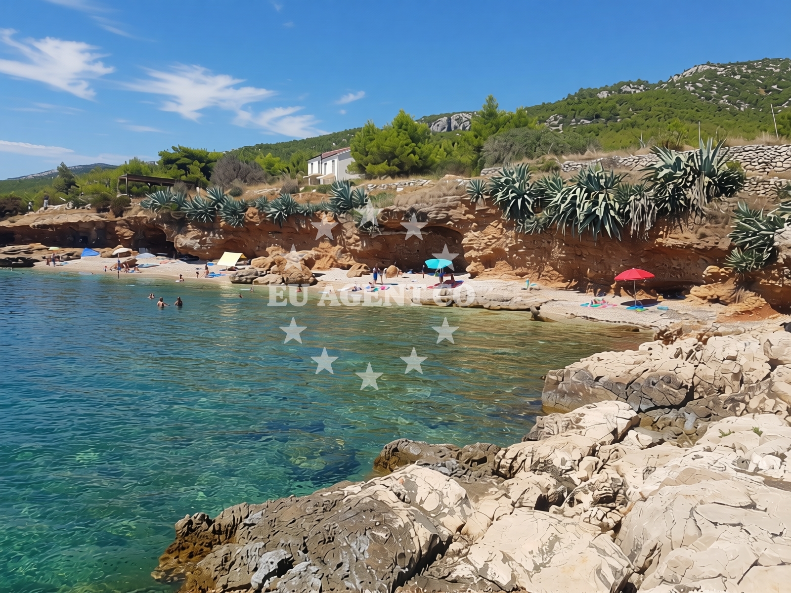Shoreline and swimming area at Gromin Dolac beach in Zavala 151 A (ground floor), Zavala