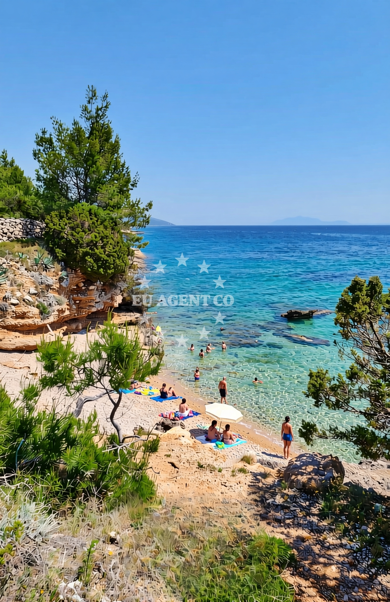 Shoreline and swimming area at Gromin Dolac zapad, Gromin Dolac (Hvar) Beach in Gromin Dolac zapad
