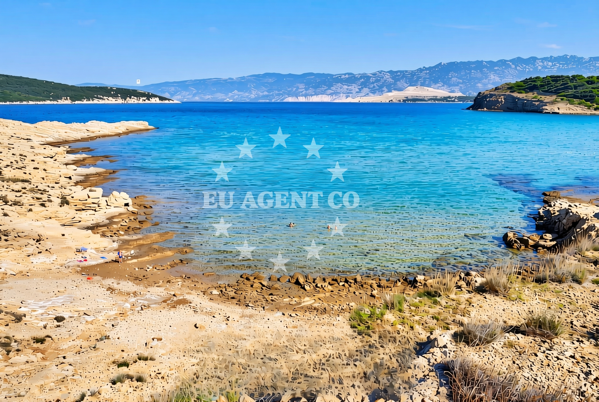 Overview of Gros, Lopar (Rab) Beach in Gros