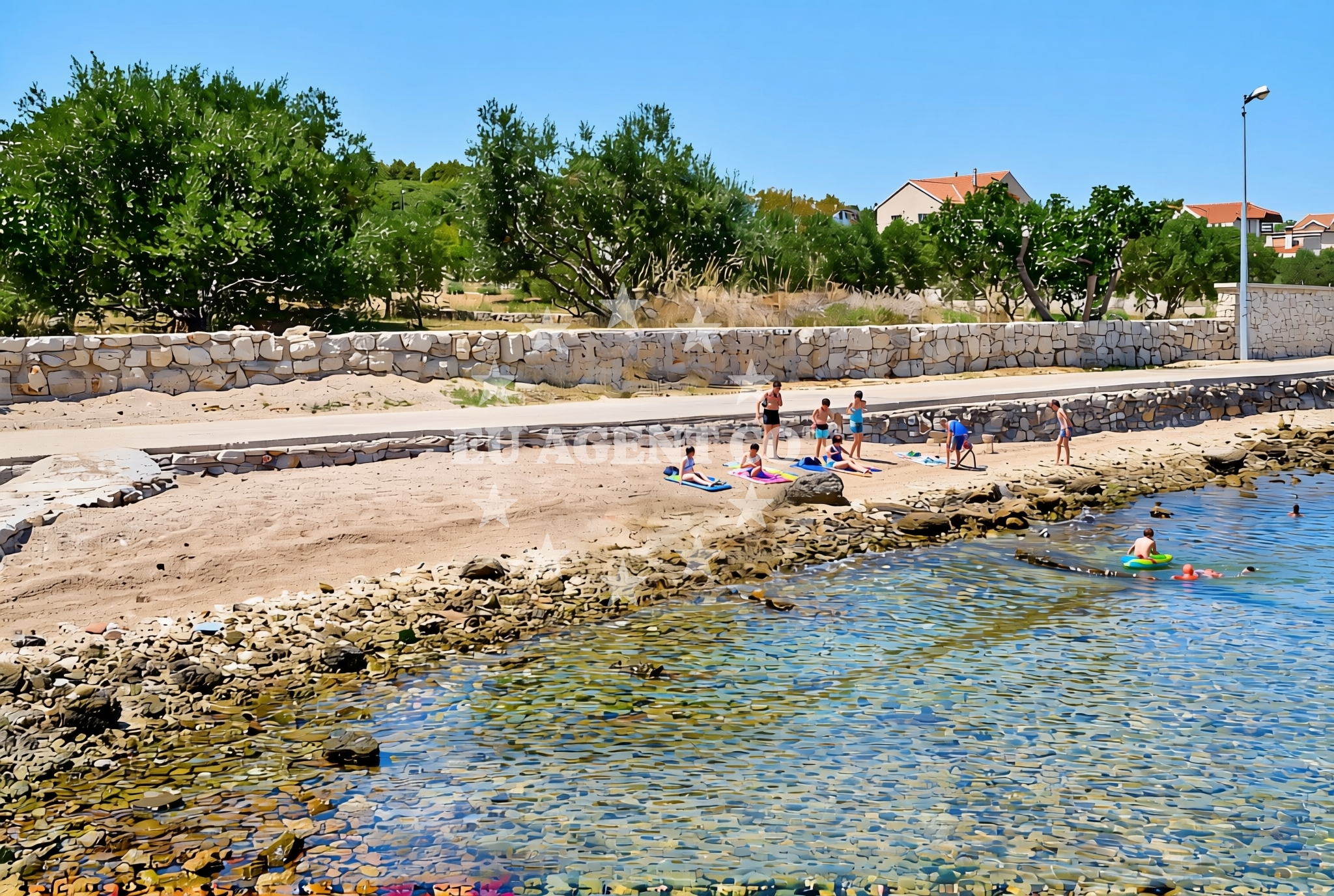 Sea and coastal view of Grubelić, Prvić Šepurine (Prvić) Beach in Grubelić