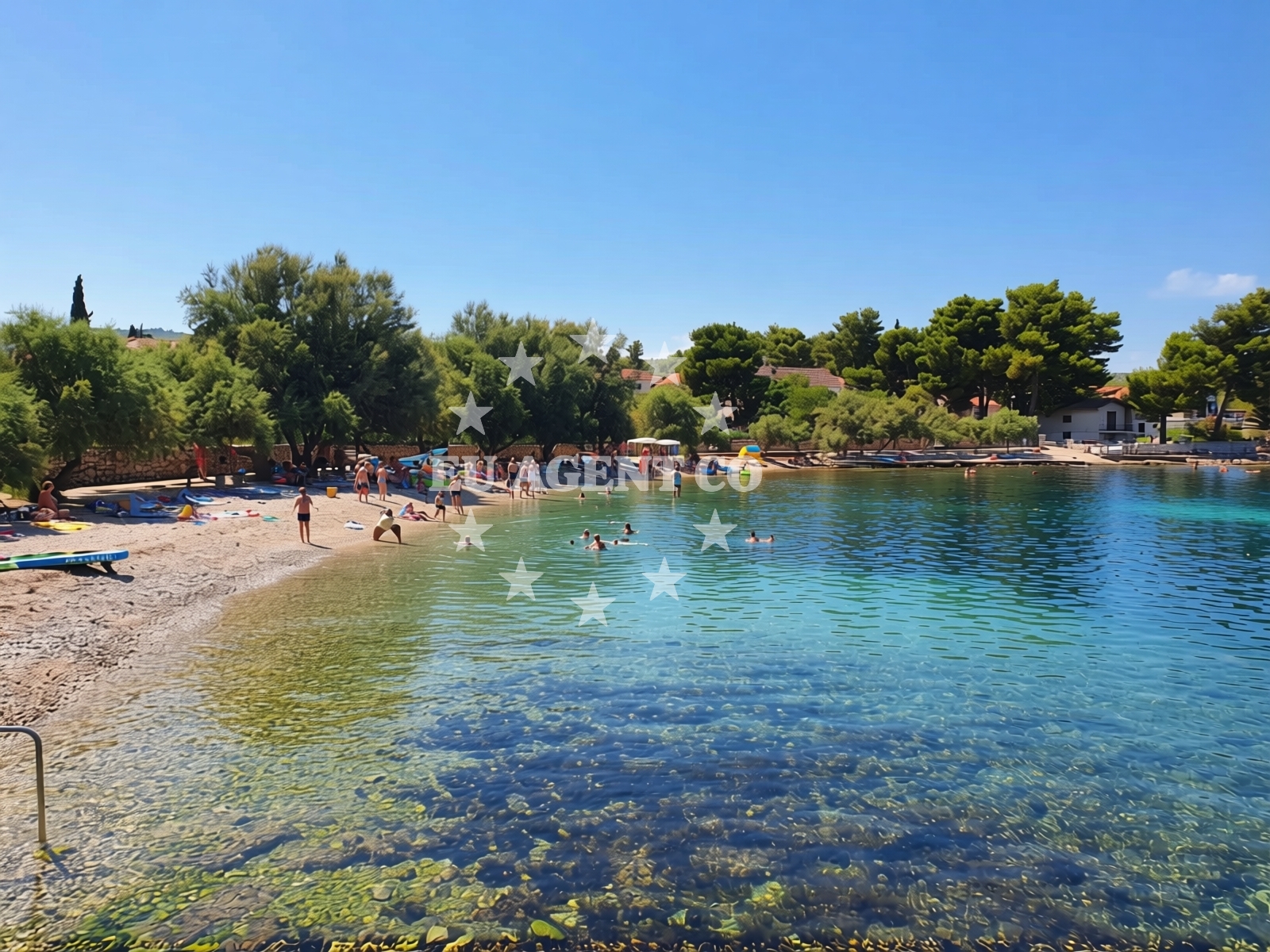 Shoreline and swimming area at Gumonca Beach in Put Mora 38, Mirce