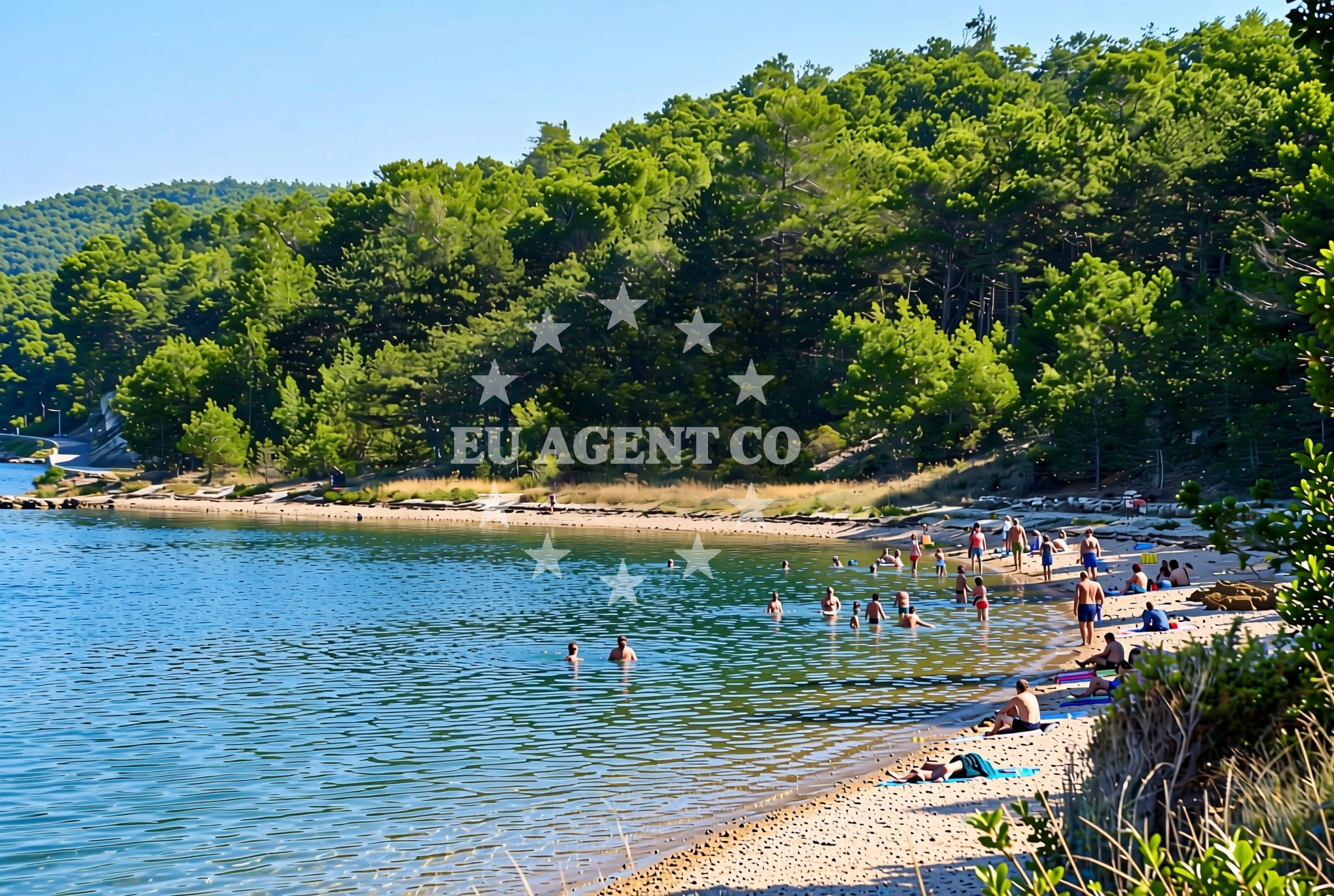 Shoreline and swimming area at Gusareva draga jug, Pridraga Beach in Gusareva draga jug
