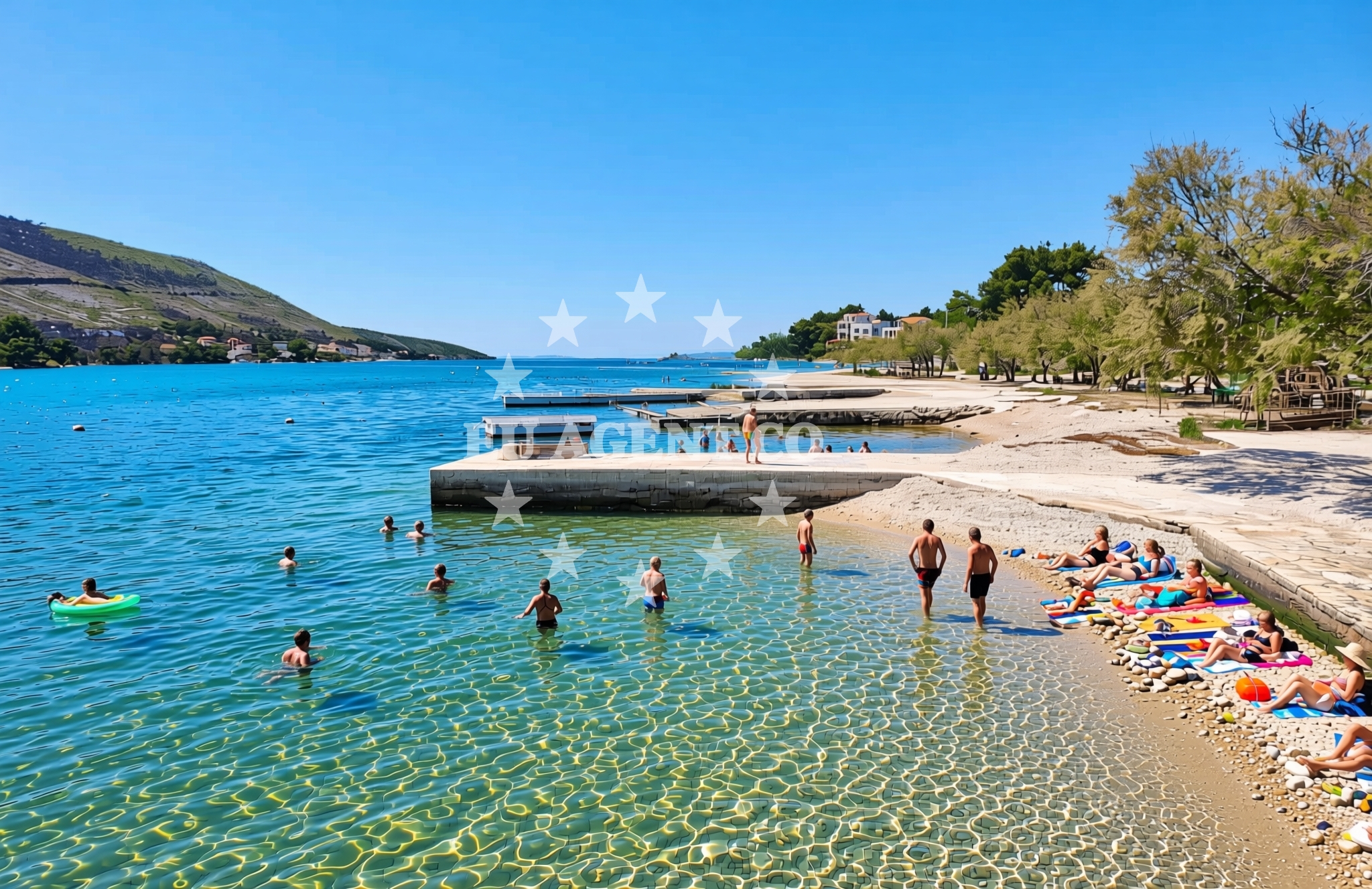 Sea and coastal view of Gušća, Grebaštica Beach in Gušća