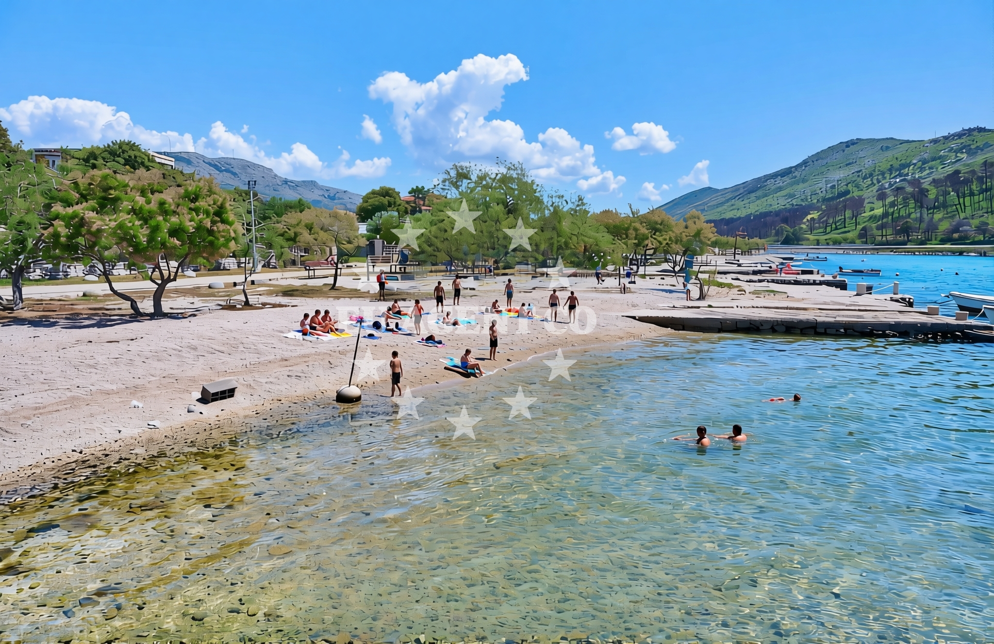 Beach facilities and surroundings at Gušća, Grebaštica Beach in Gušća