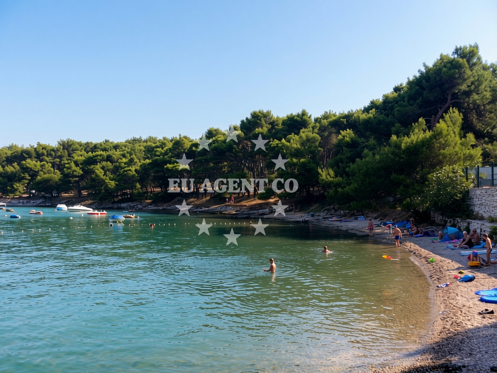 Shoreline and swimming area at Guvnina beach in Krše 56, Premantura