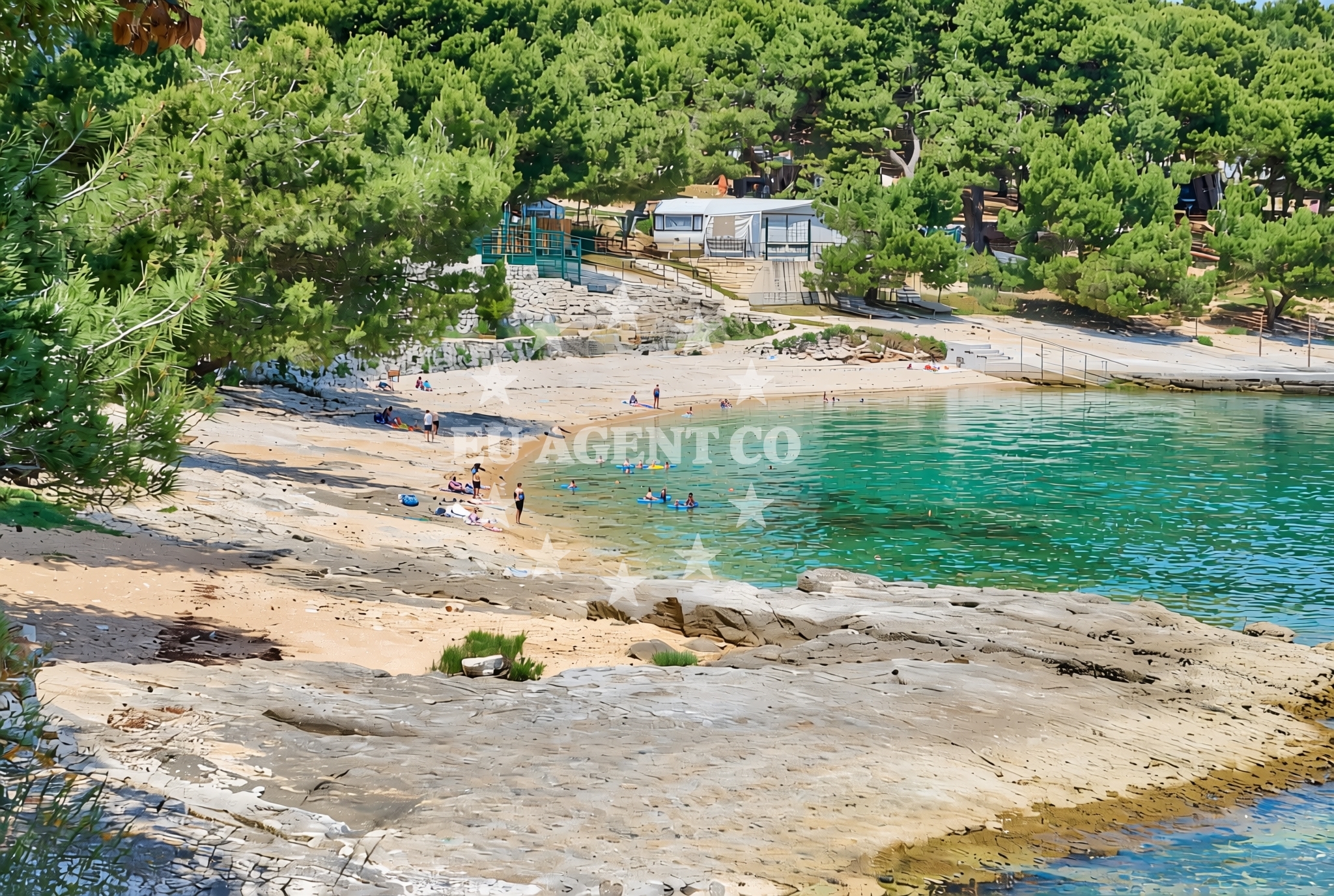 Sea and coastal view of Guvnina, Premantura Beach in Guvnina