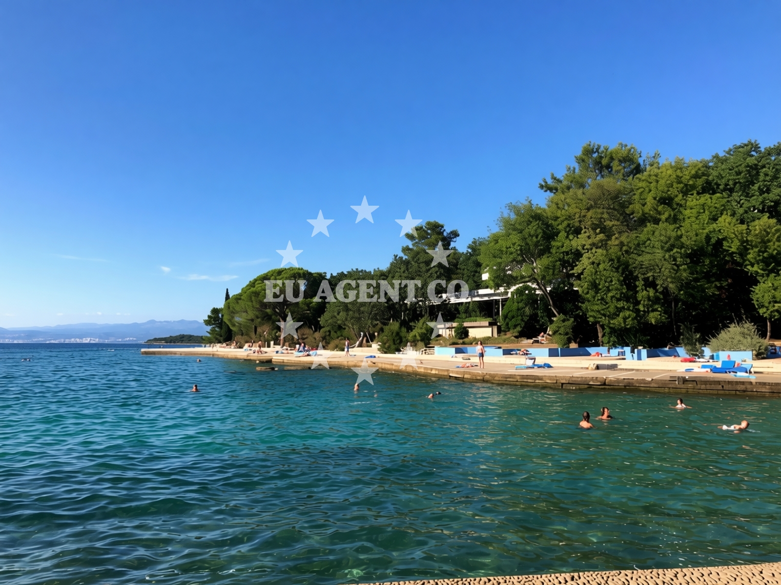Shoreline and swimming area at Haludovo Beach in Obala 51, Malinska