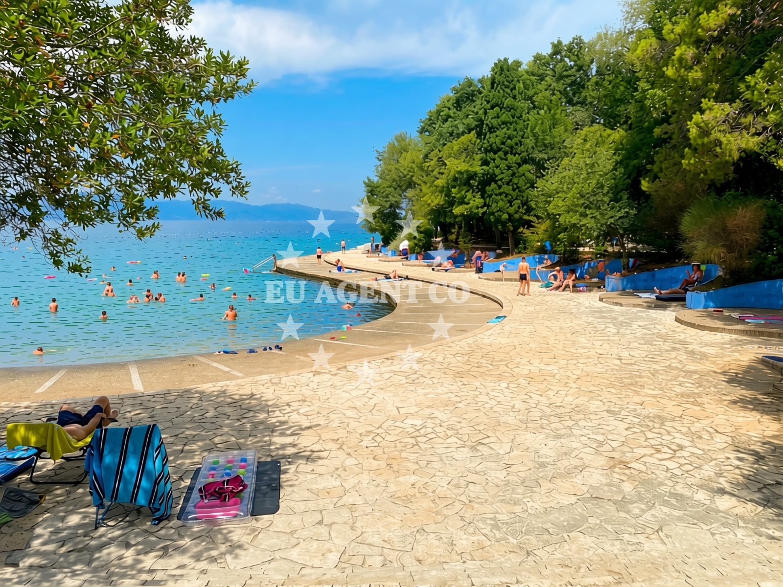 Sea and coastal view of Haludovo Beach in Obala 51, Malinska
