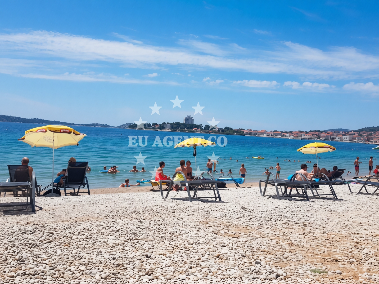 Shoreline and swimming area at Hangar beach in 11 Kraje ulica, Vodice