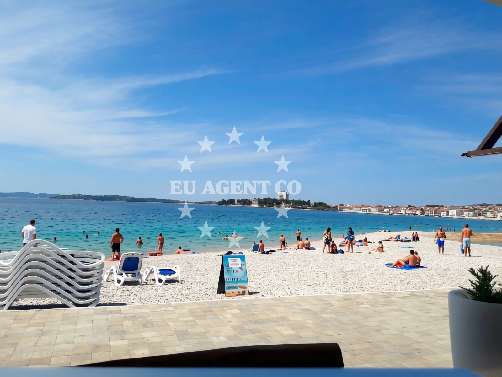 Sea and coastal view of Hangar beach in 11 Kraje ulica, Vodice