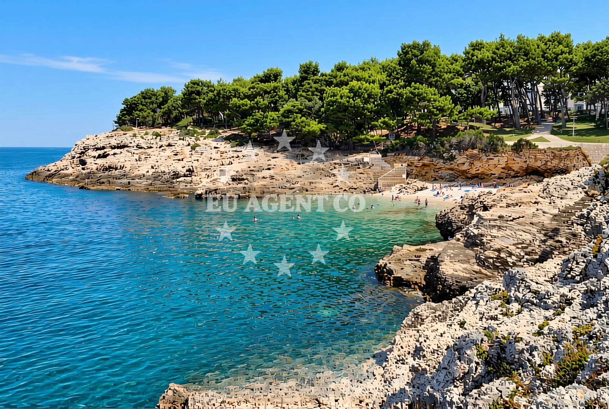 Shoreline and swimming area at Havajsko (Procipina), Pula Beach in Havajsko (Procipina)