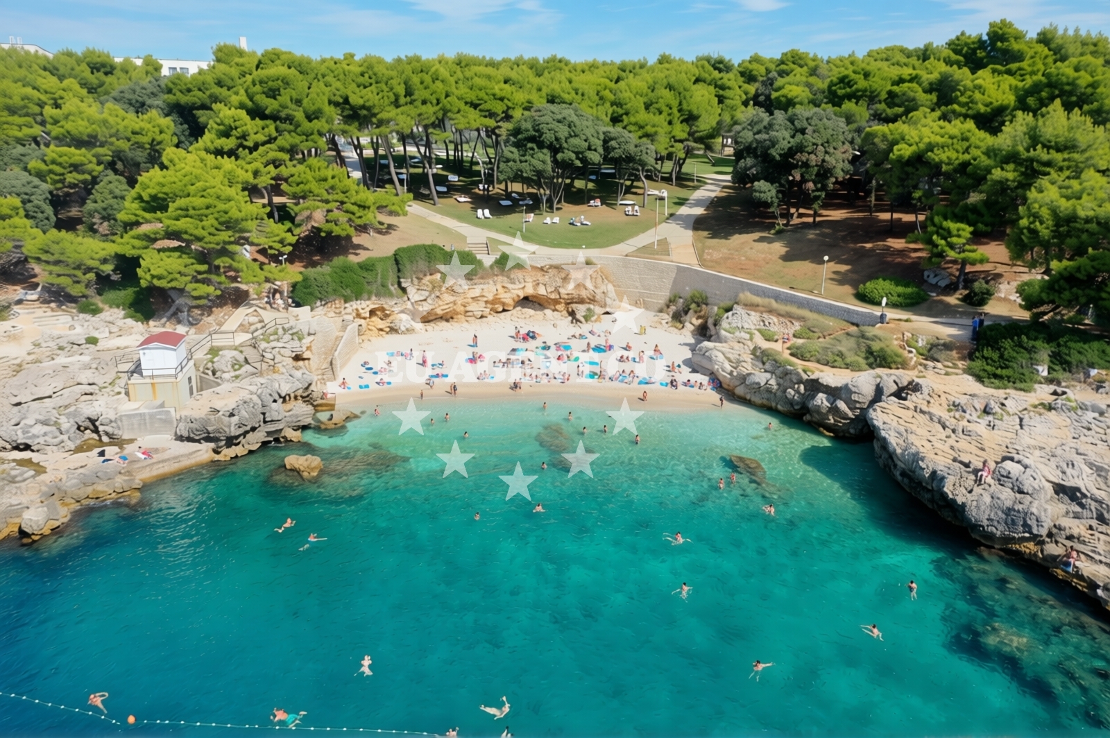 Shoreline and swimming area at Hawaii beach in Verudella 16, Pula