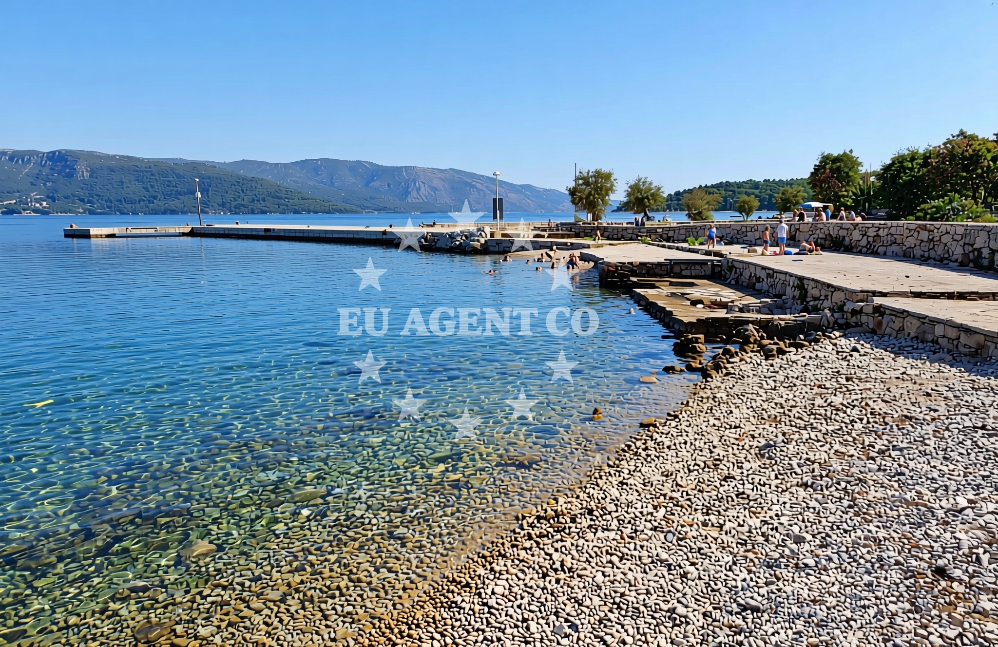 Shoreline and swimming area at Helios, Stari Grad (Hvar) Beach in Helios