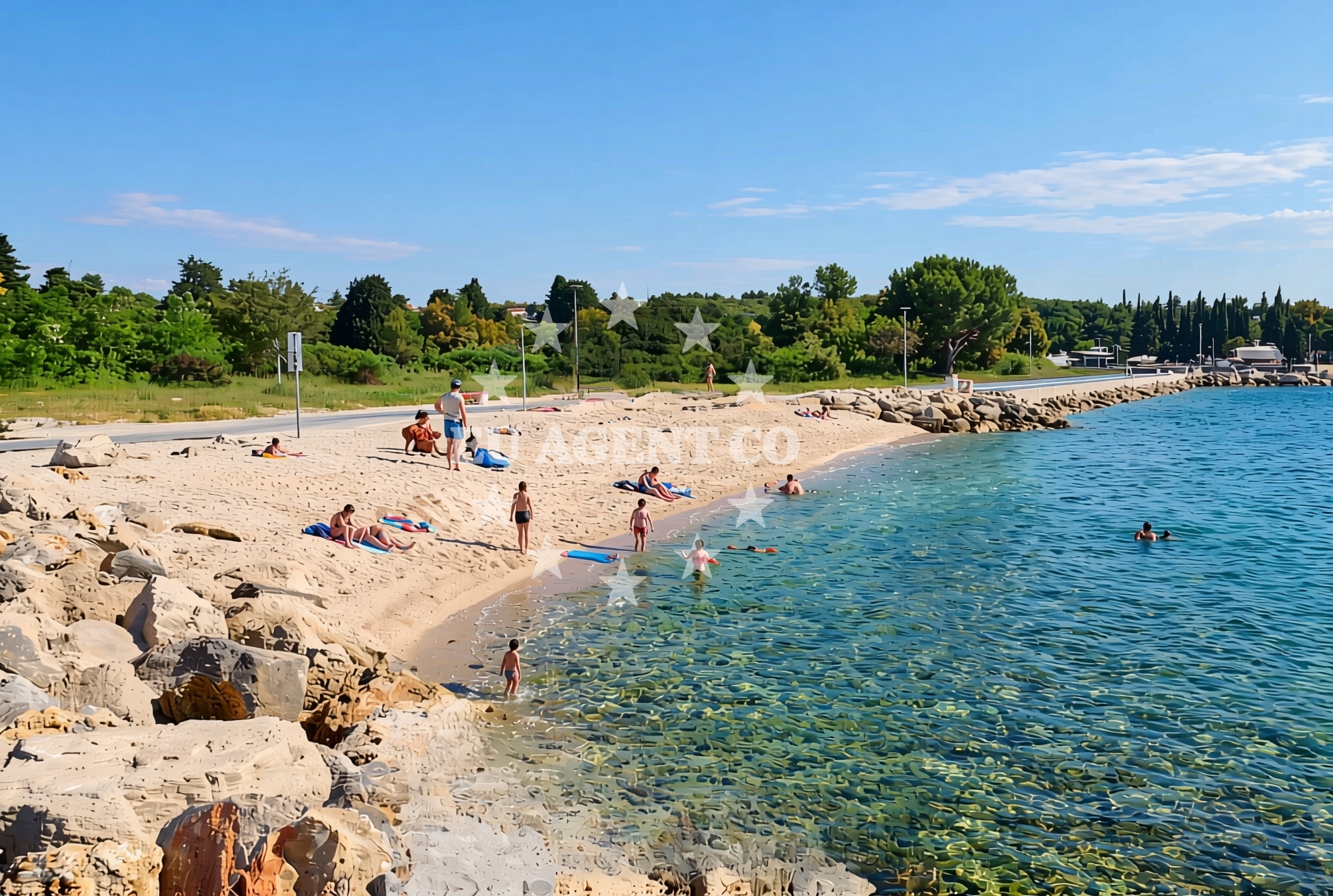 Overview of Hidrobaza (dog beach), Pula Beach in Hidrobaza (plaža za pse)