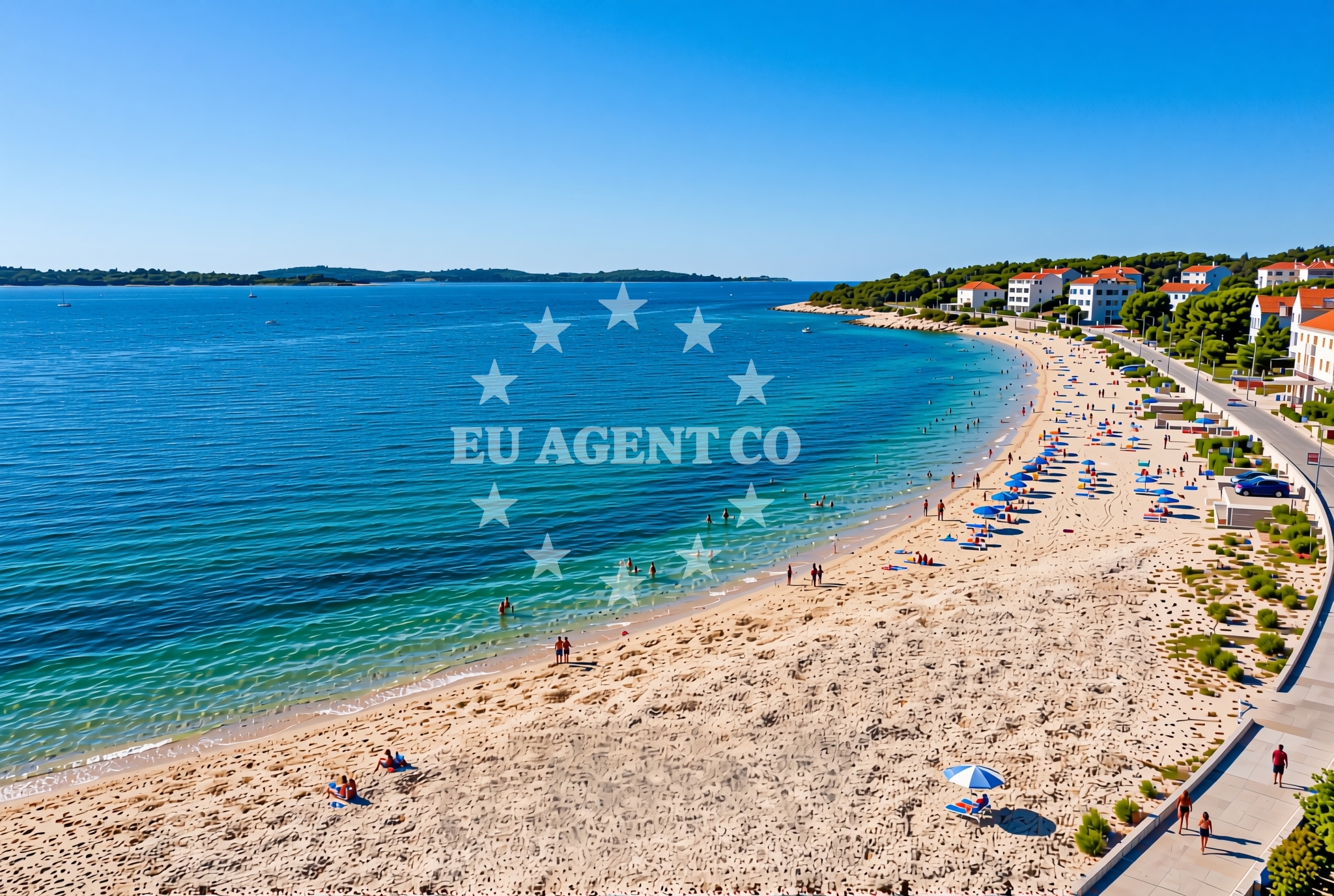 Sea and coastal view of Hidrobaza (dog beach), Pula Beach in Hidrobaza (plaža za pse)