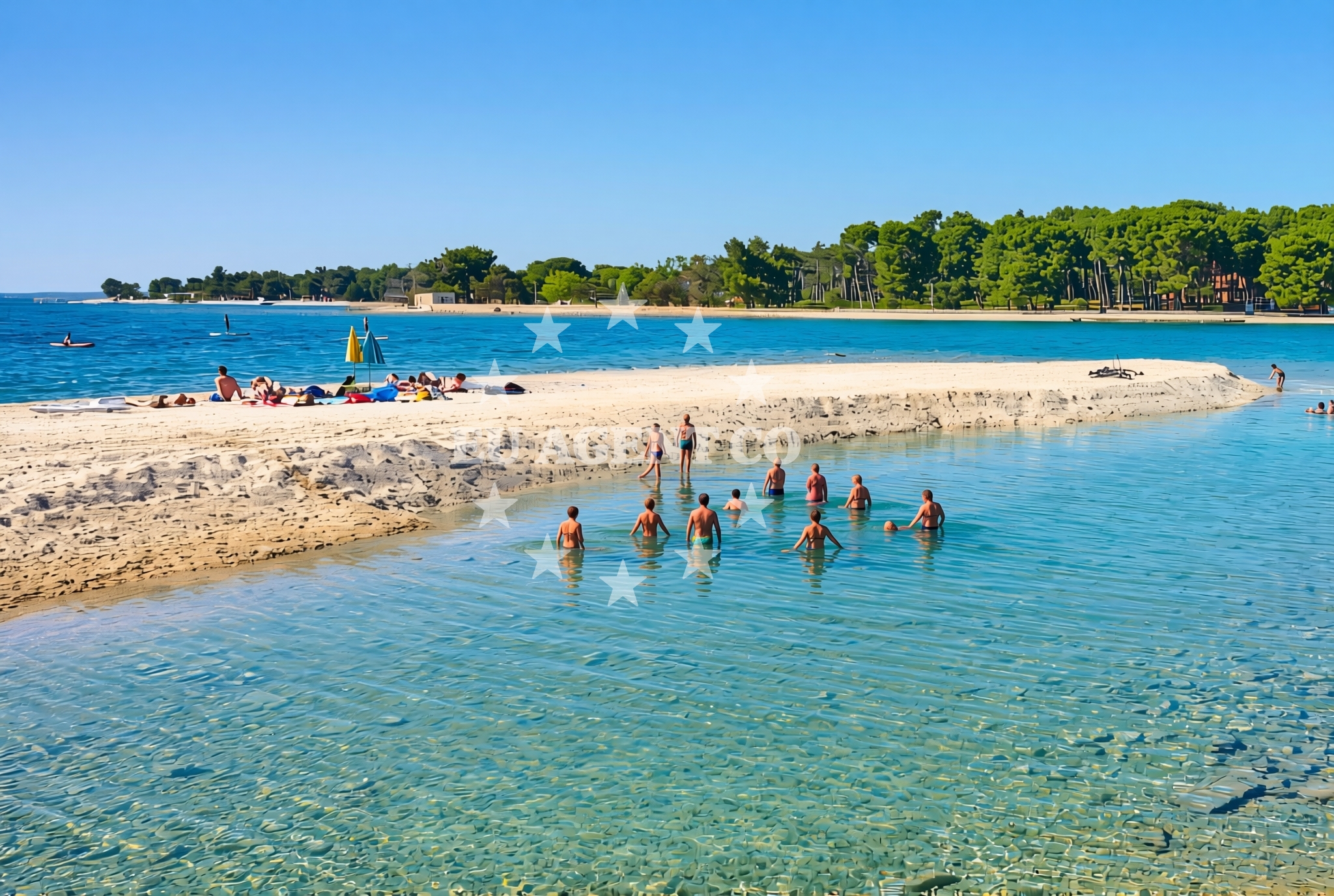 Sea and coastal view of Hidrobaza, Pula Beach in Hidrobaza