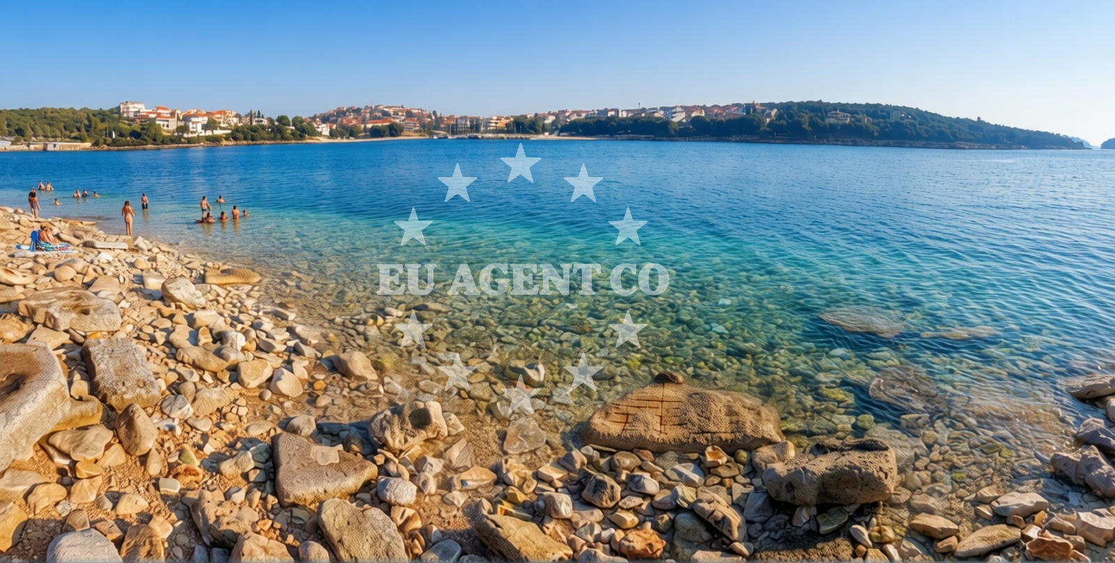 Shoreline and swimming area at Histria beach in Verudella 11, Pula