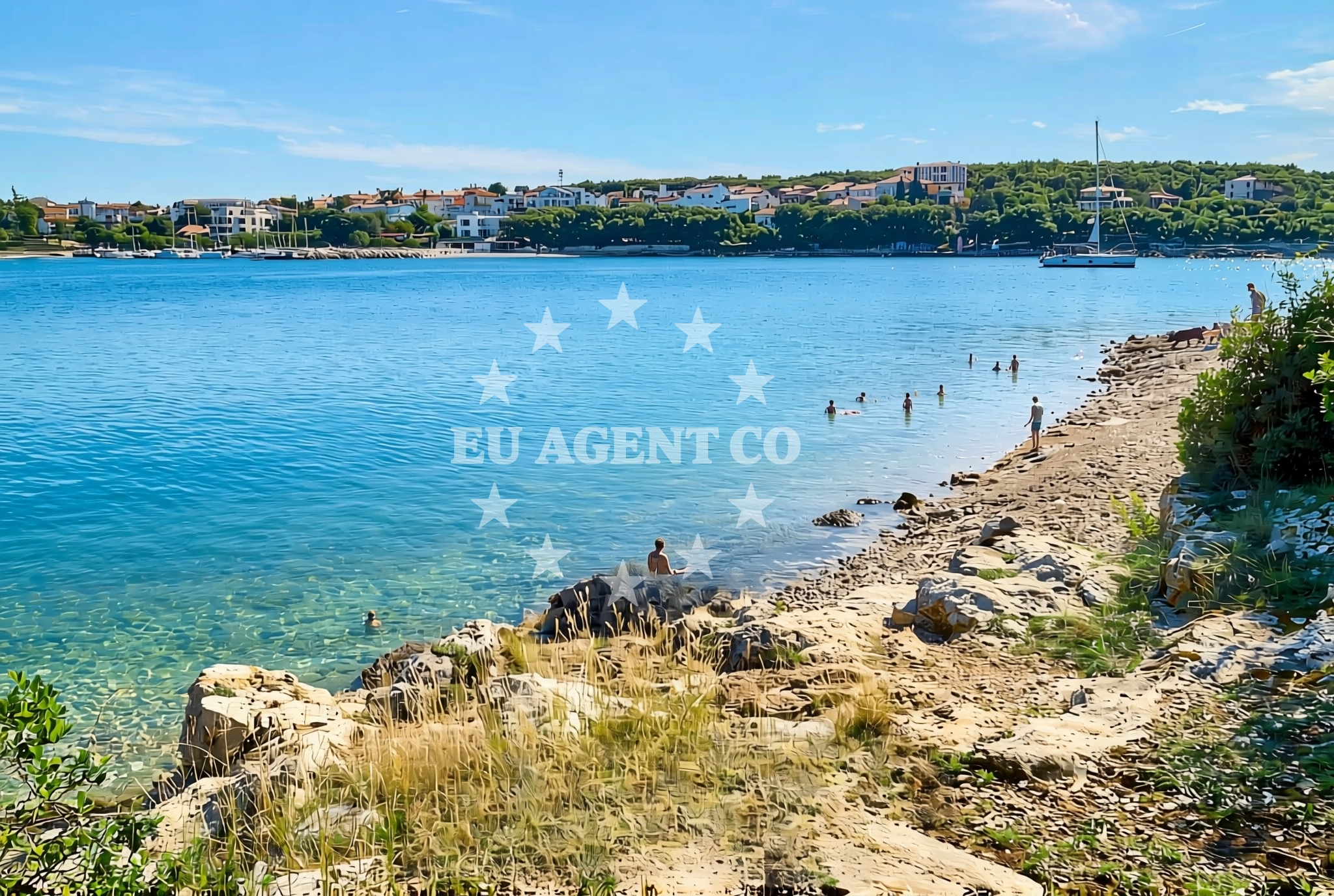 Shoreline and swimming area at Histria, Pula Beach in Histria