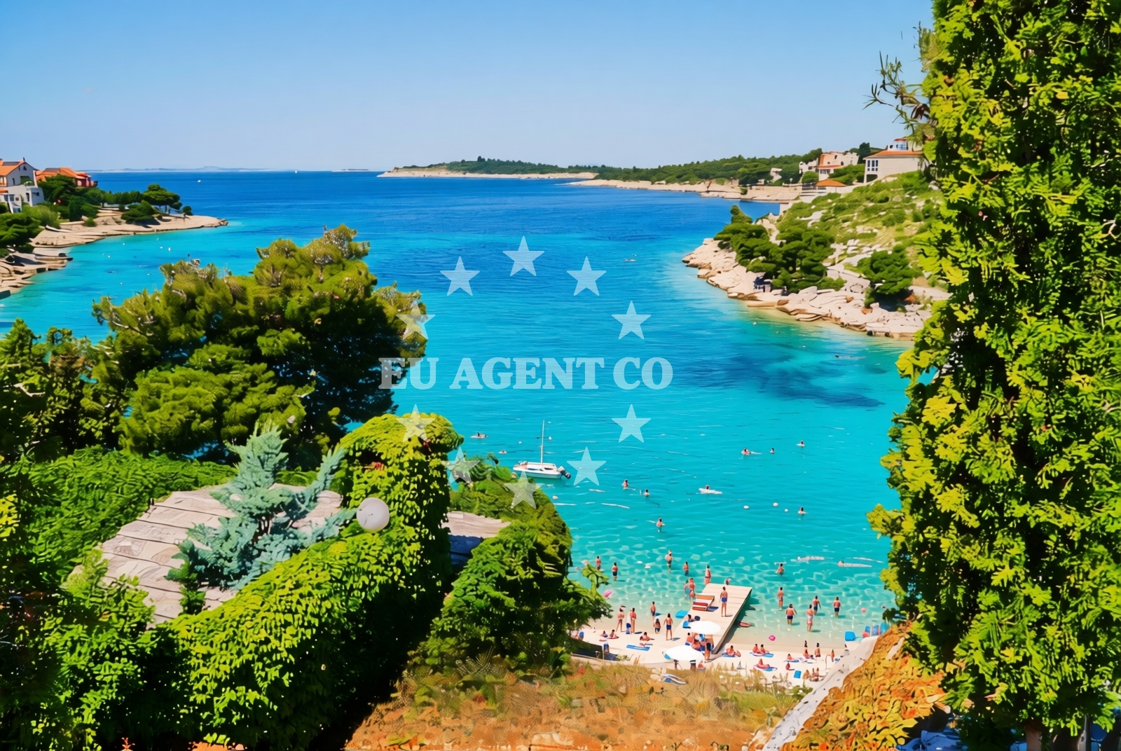 Sea and coastal view of Hodomešćica, Primošten Burnji Beach in Hodomešćica