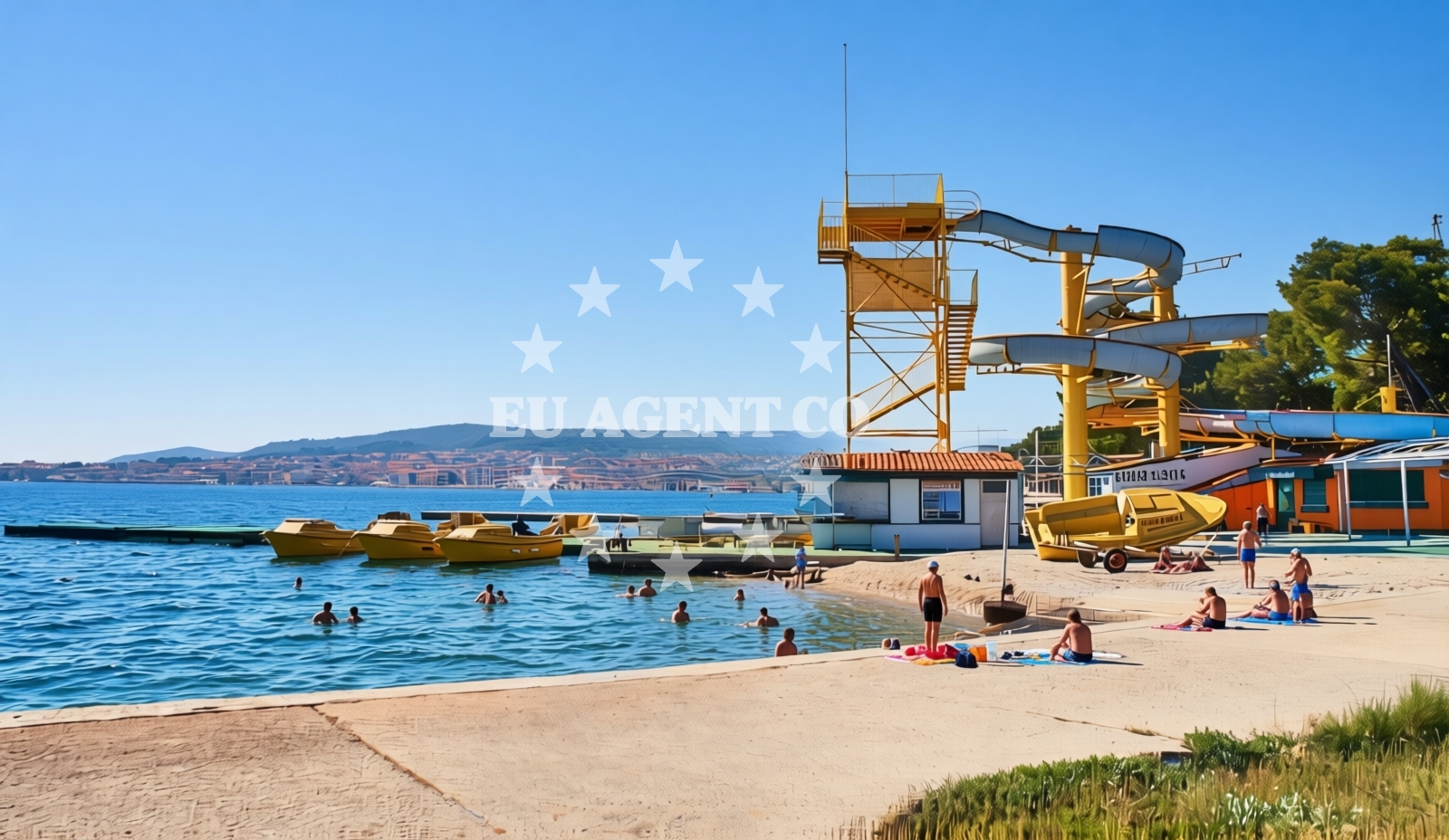 Beach facilities and surroundings at Hotel Imperial, Vodice Beach in Hotel Imperial
