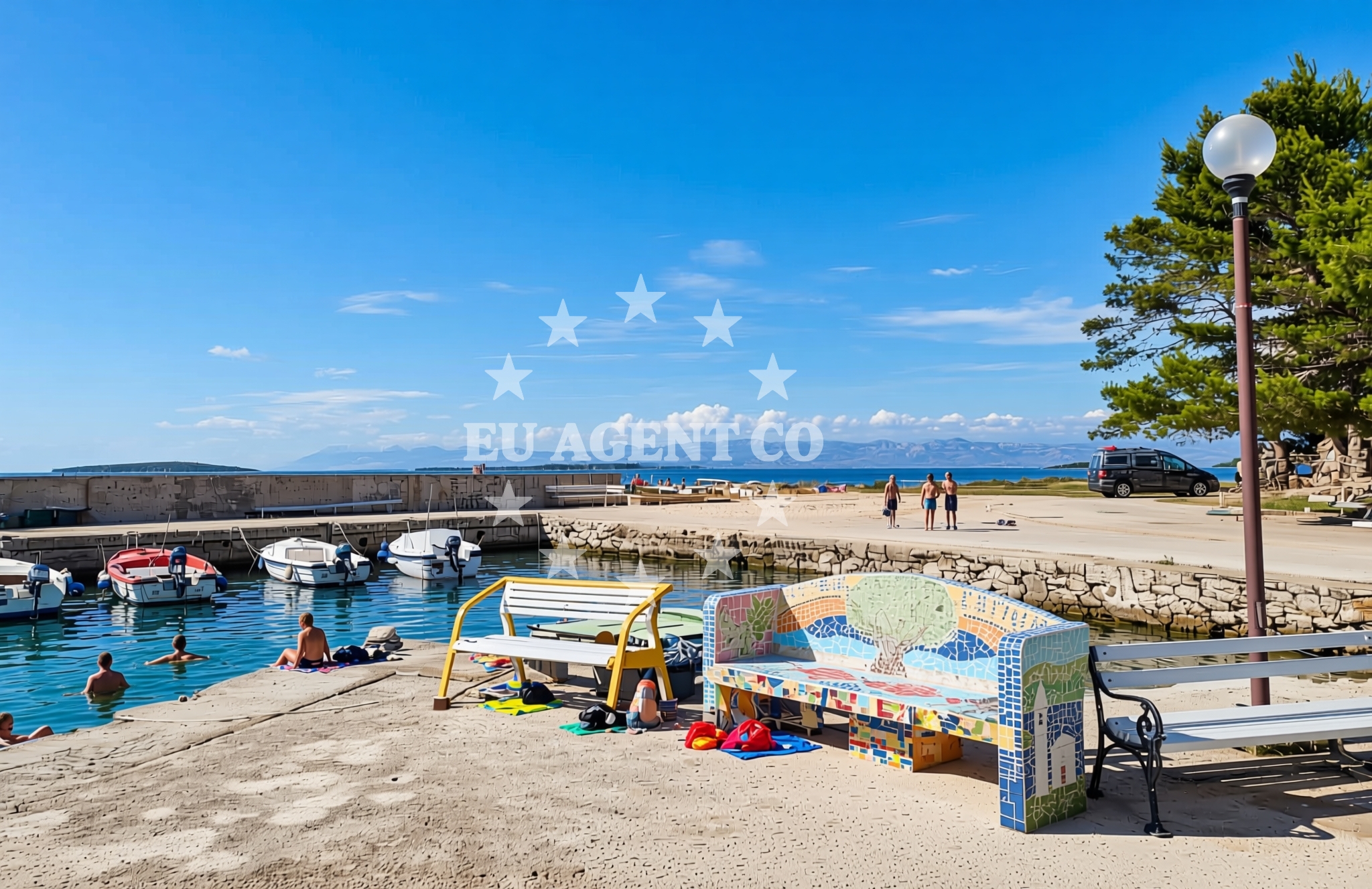 Sea and coastal view of Hrvatin, Sestrunj (Sestrunj) Beach in Hrvatin