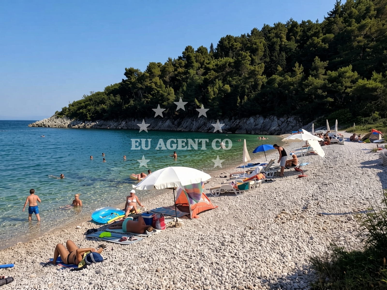 Overview of Huboka beach in Marina 39 Sveta Marina, Rabac