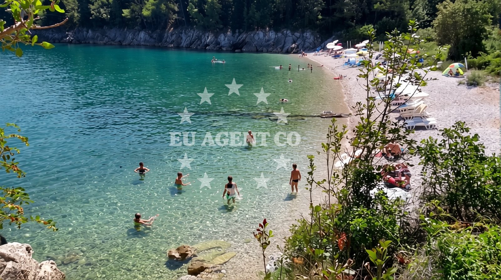 Sea and coastal view of Huboka beach in Marina 39 Sveta Marina, Rabac
