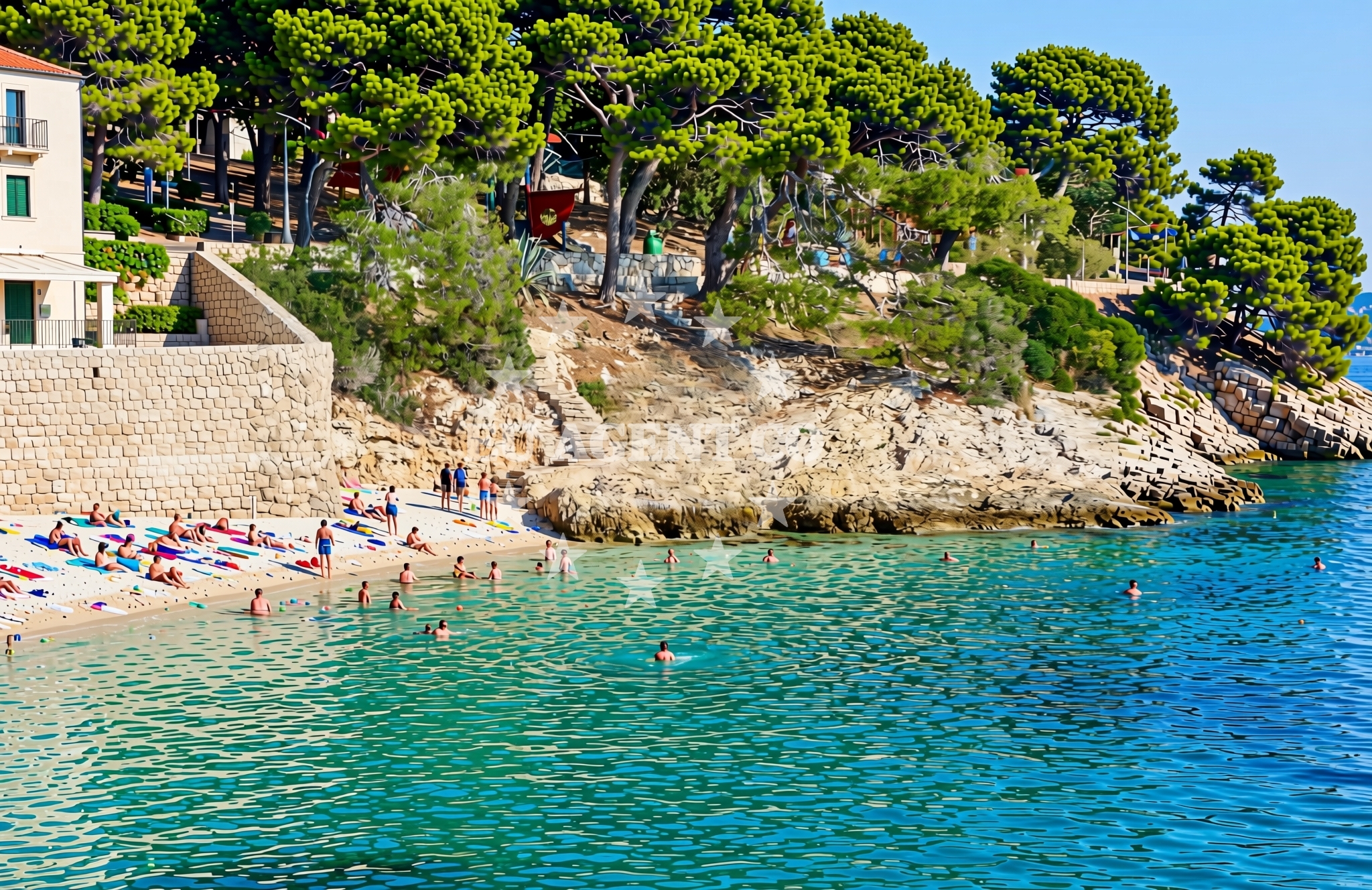 Shoreline and swimming area at Igralište, Hvar (Hvar) Beach in Igralište