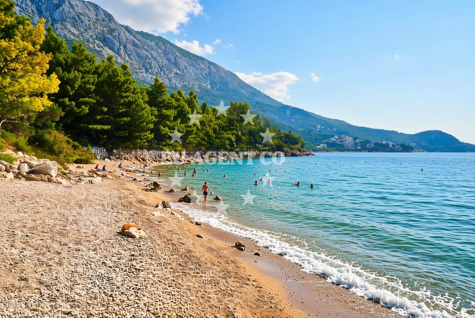 Shoreline and swimming area at Igrane istok, Igrane Beach in Igrane istok
