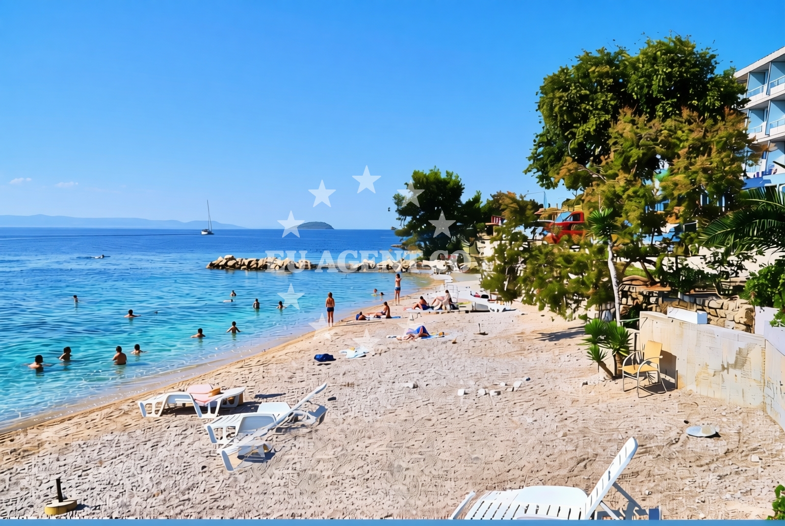 Shoreline and swimming area at Ijak, Podgora Beach in Ijak