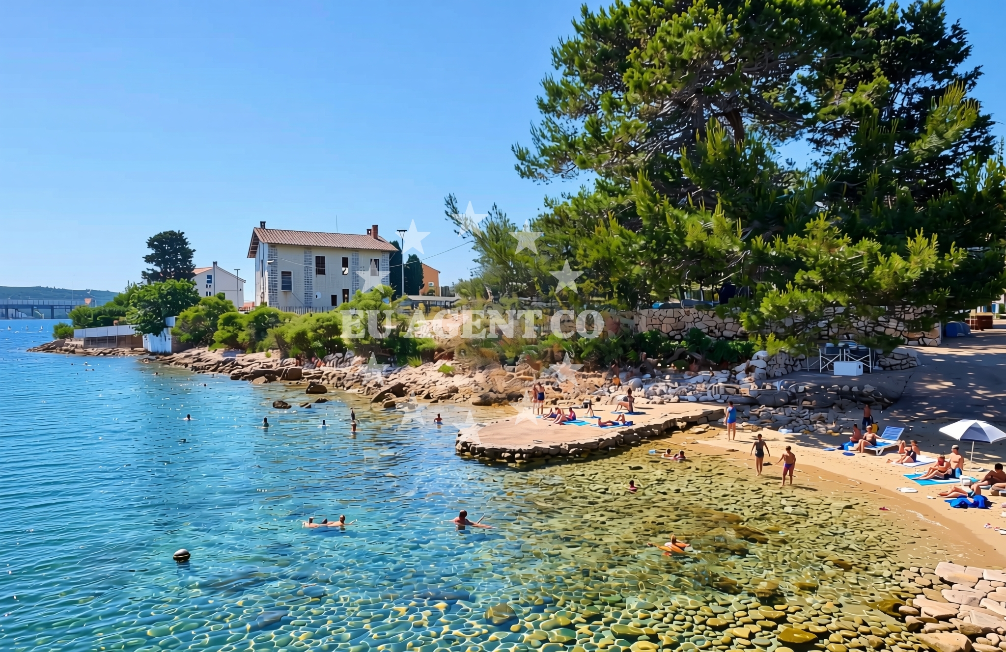 Shoreline and swimming area at Ilovik zapad, Ilovik (Mali Lošinj) (Ilovik) Beach in Ilovik zapad